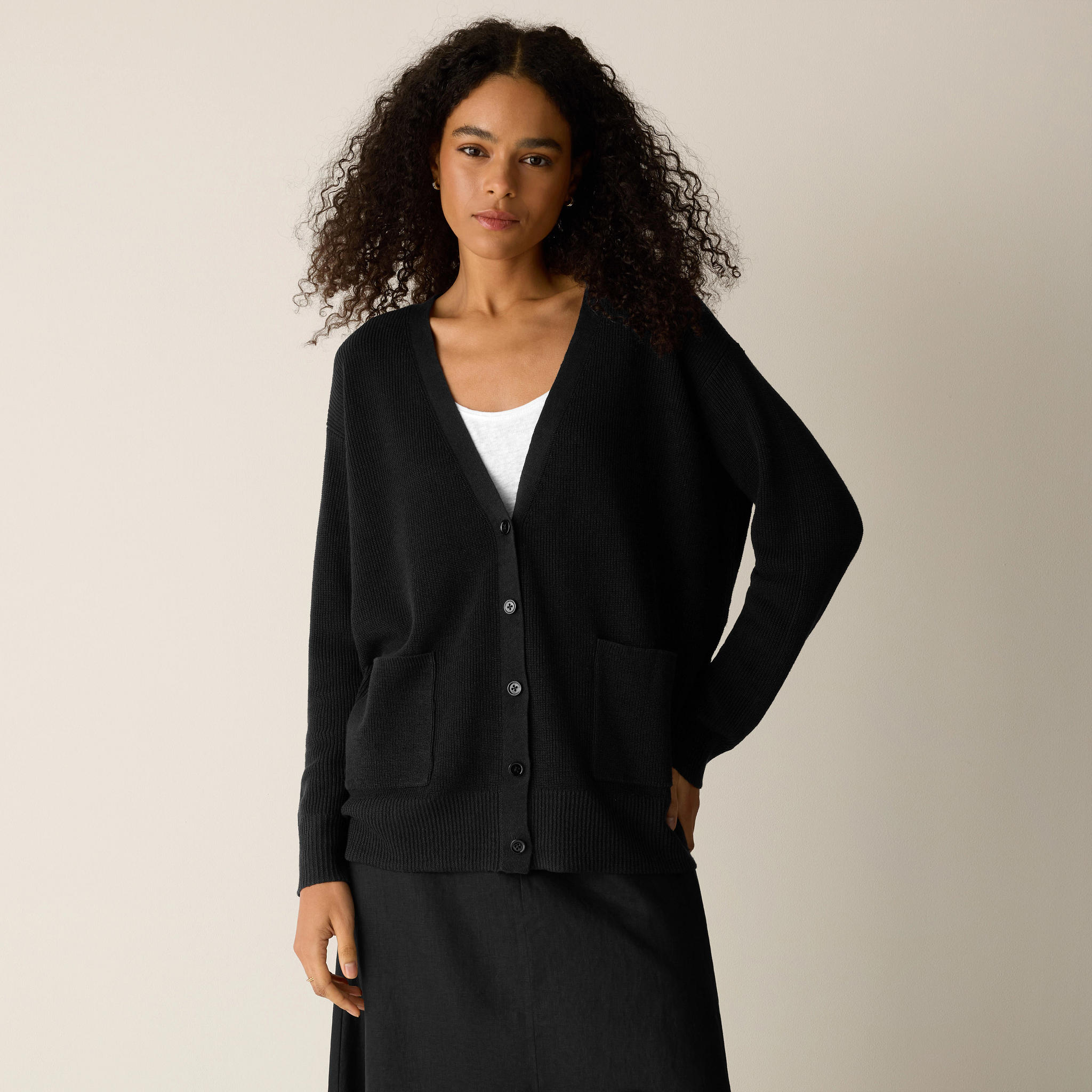 Organic Linen Cotton Slouchy Long Cardigan from EILEEN FISHER - $298