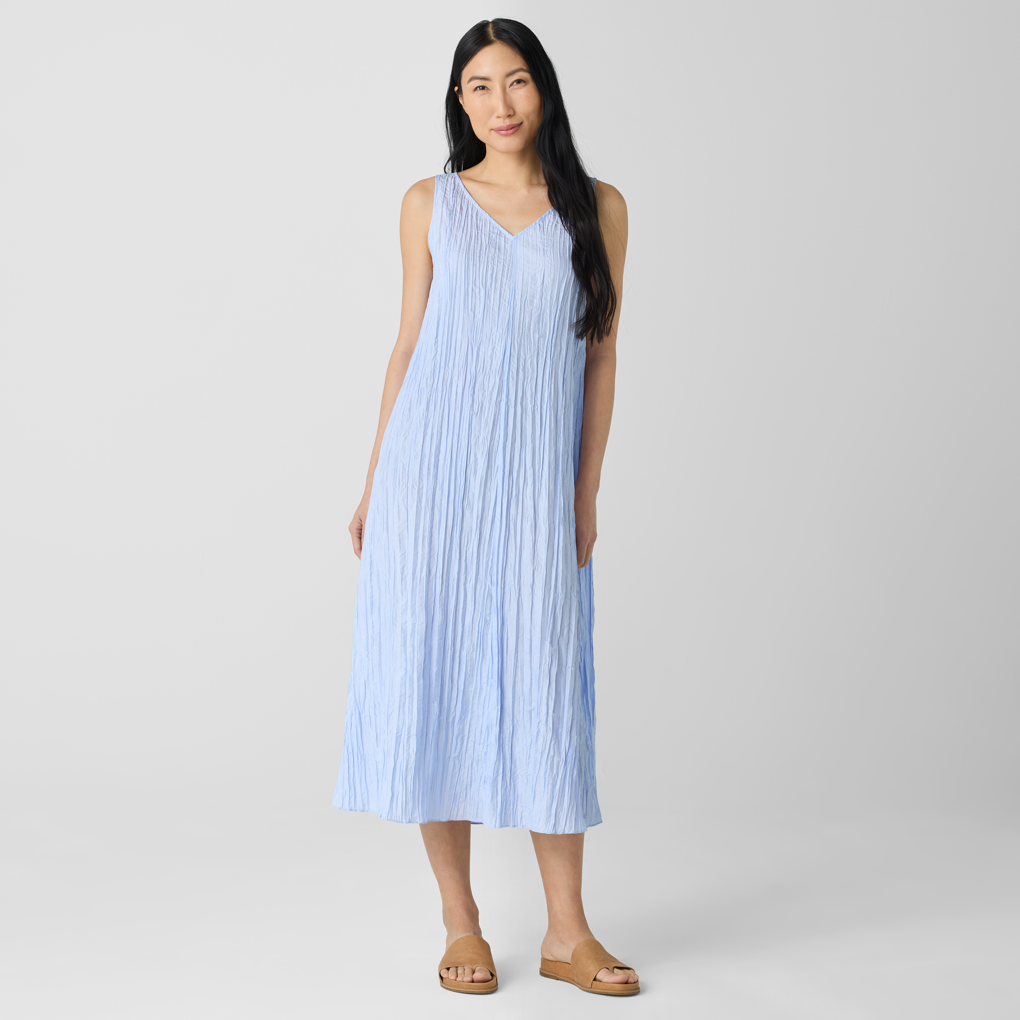 Crushed Silk V-Neck Dress from EILEEN FISHER - $231.20