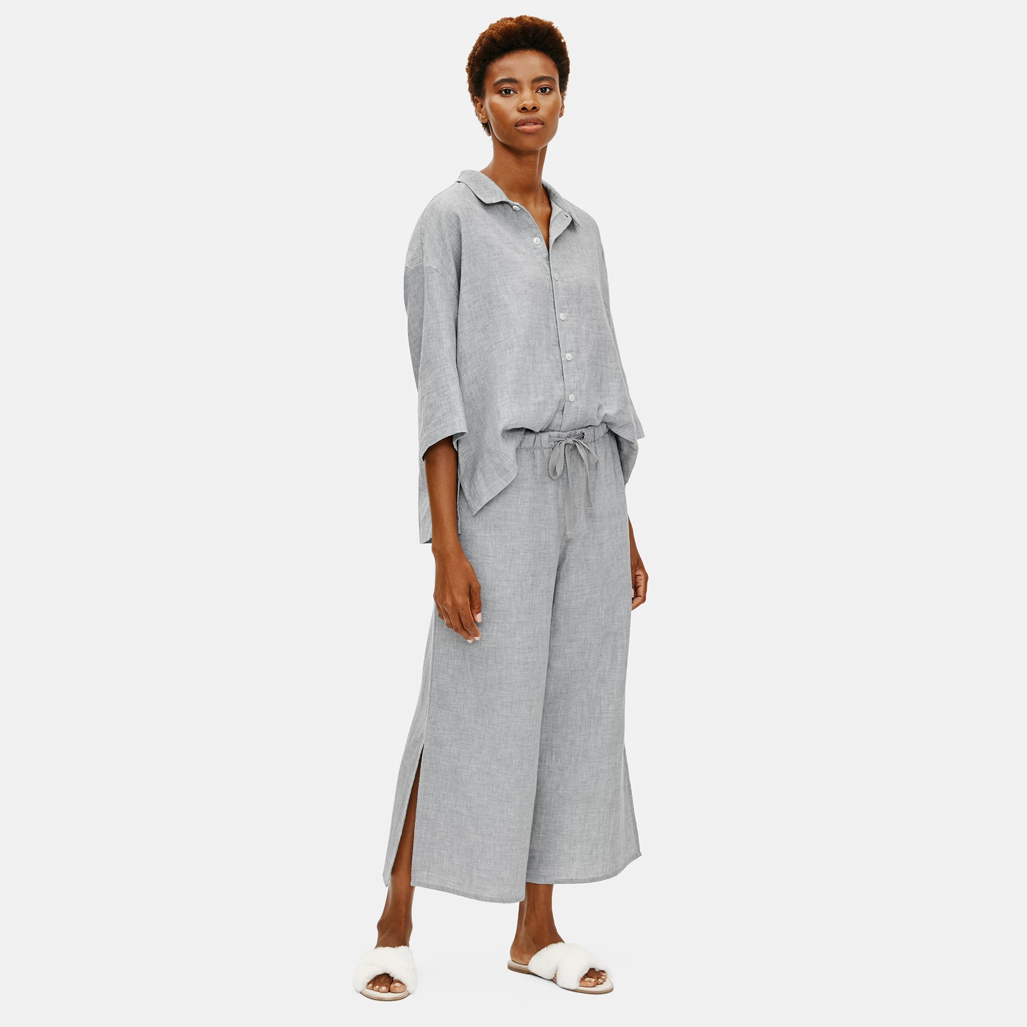 Organic Cotton Doubleweave Wide-Leg Pant | EILEEN FISHER