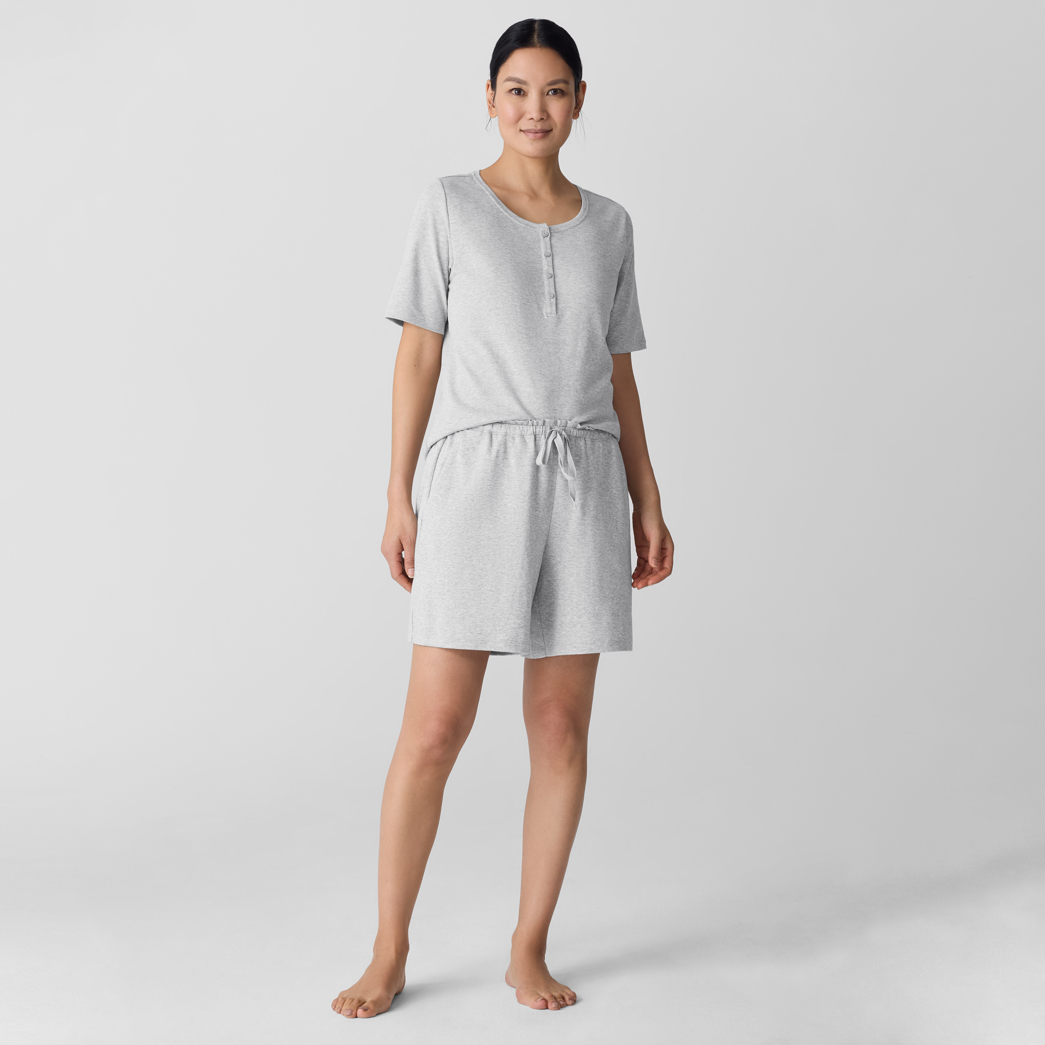 Mélange Organic Cotton Interlock Sleep Shorts from EILEEN FISHER - $63.20