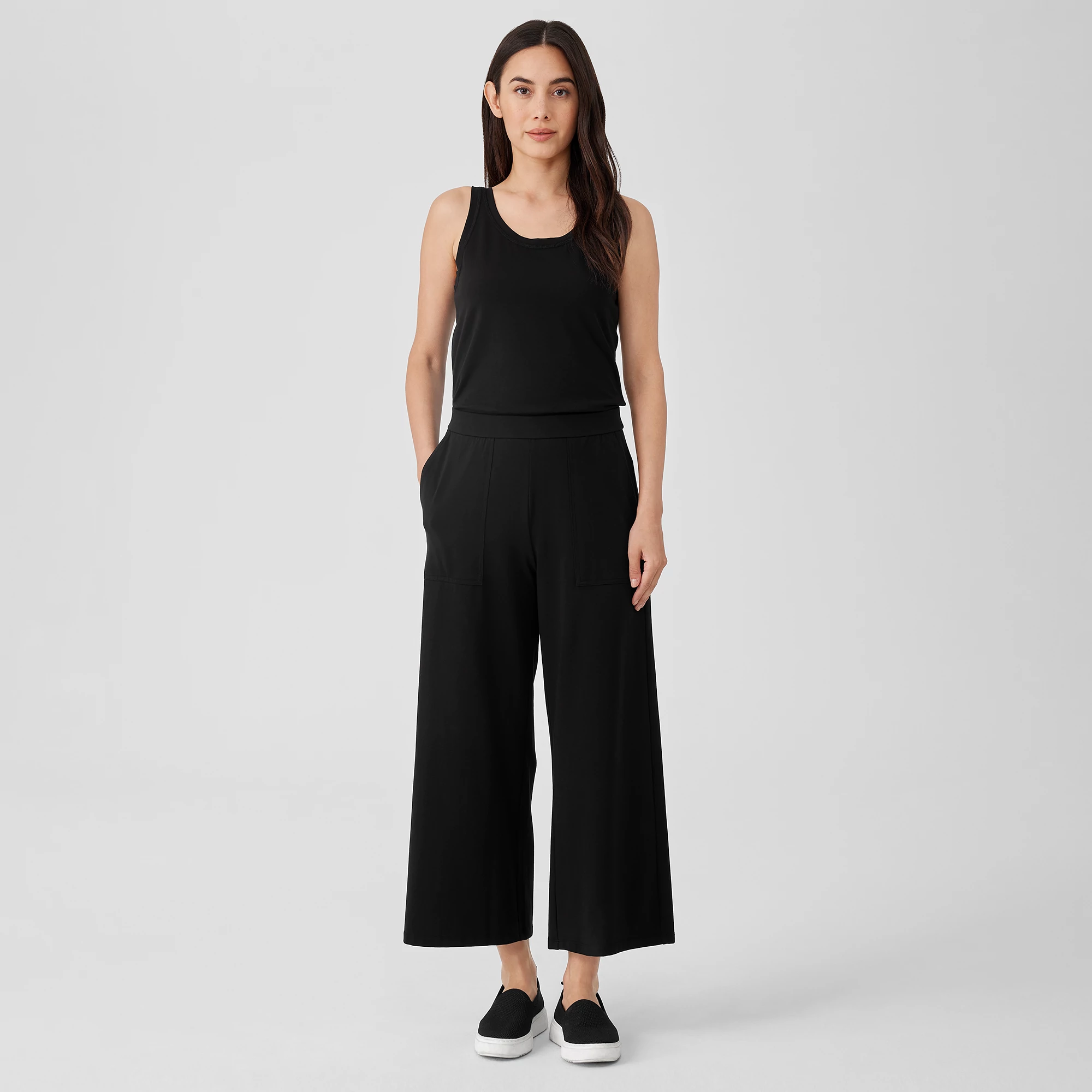 Pima Cotton Stretch Jersey Wide-Leg Pant | EILEEN FISHER