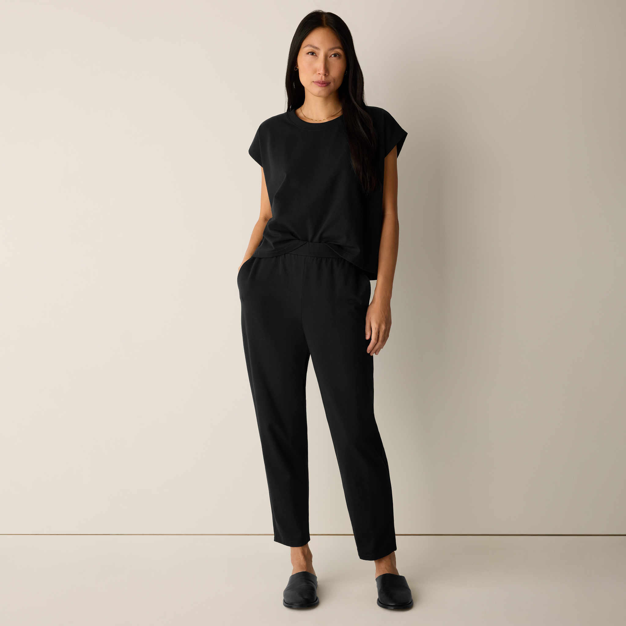 Pima Cotton Stretch Jersey Tapered Pant from EILEEN FISHER - $158