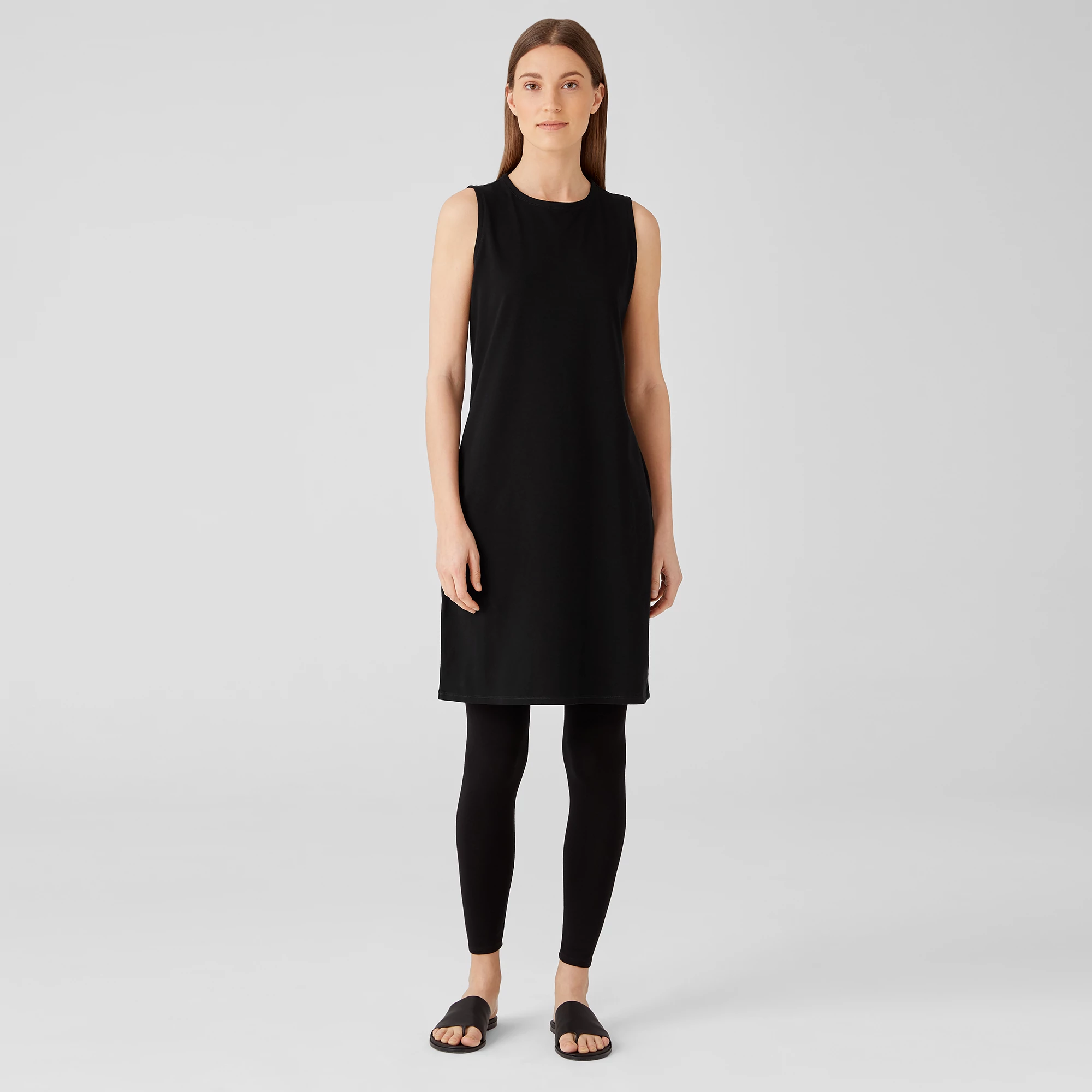 Traceable Cotton Jersey Racer-Back Tank Dress | EILEEN FISHER