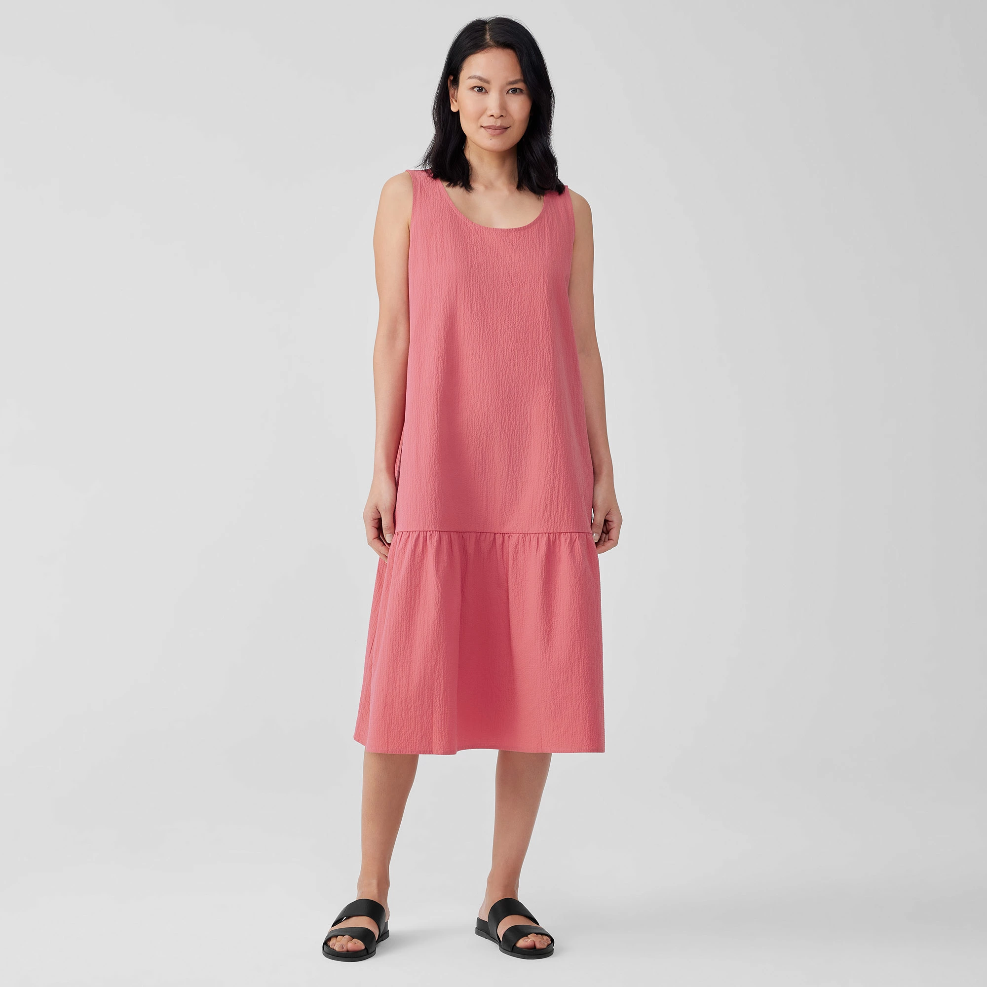 Organic Cotton Pucker Tiered Dress from EILEEN FISHER - $127.20