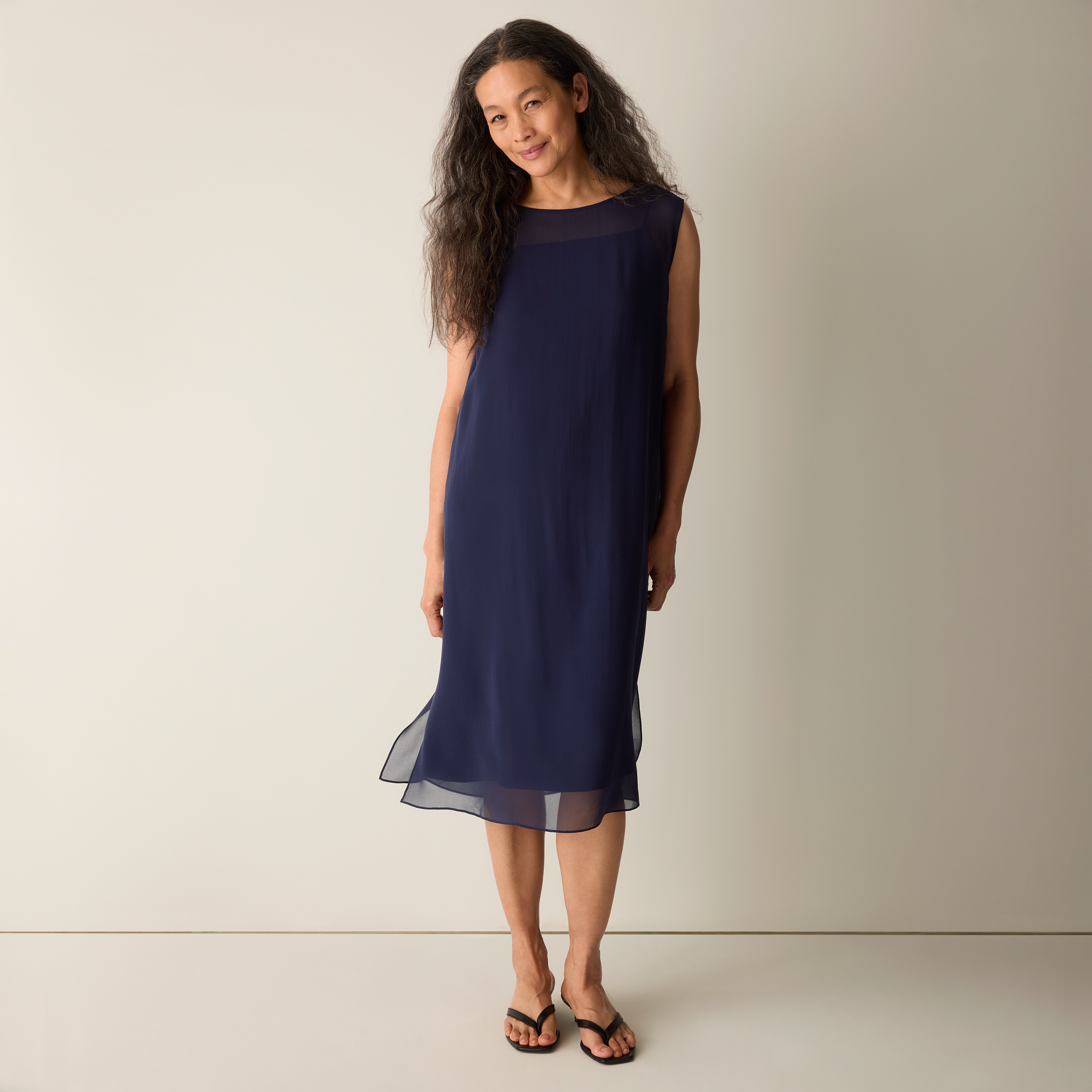 Sheer Silk Georgette Layered Dress