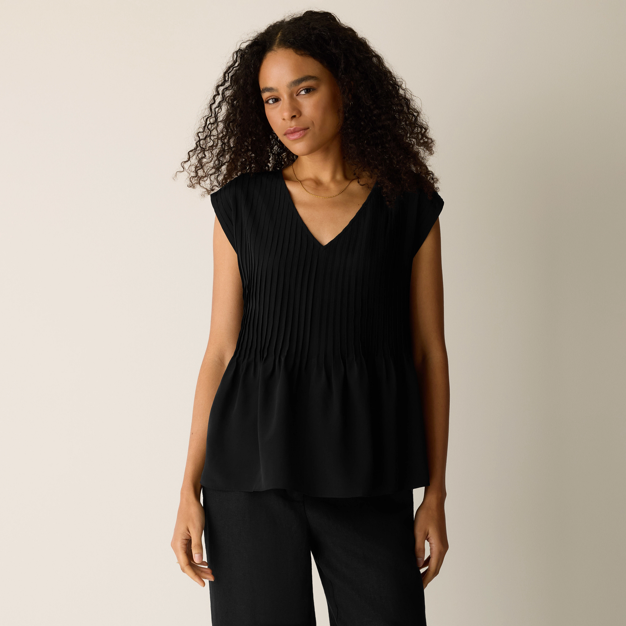 Silk Crepe de Chine V-Neck Top from EILEEN FISHER - $298
