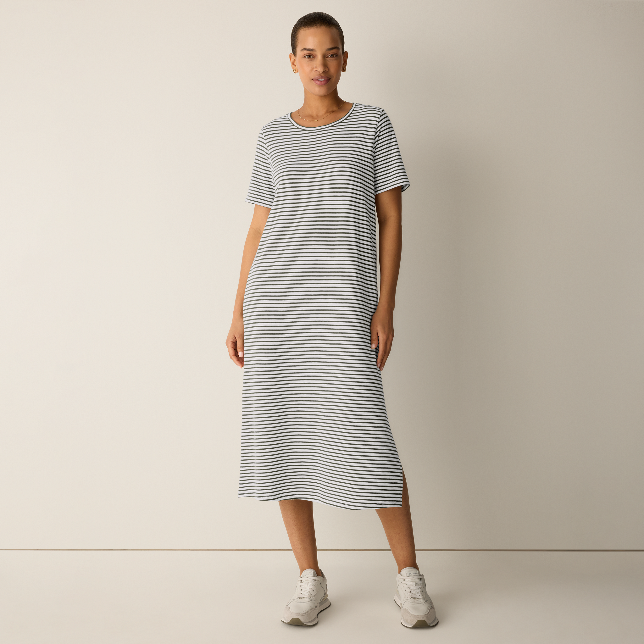 Striped Organic Cotton Slub Tee Dress from EILEEN FISHER - $198