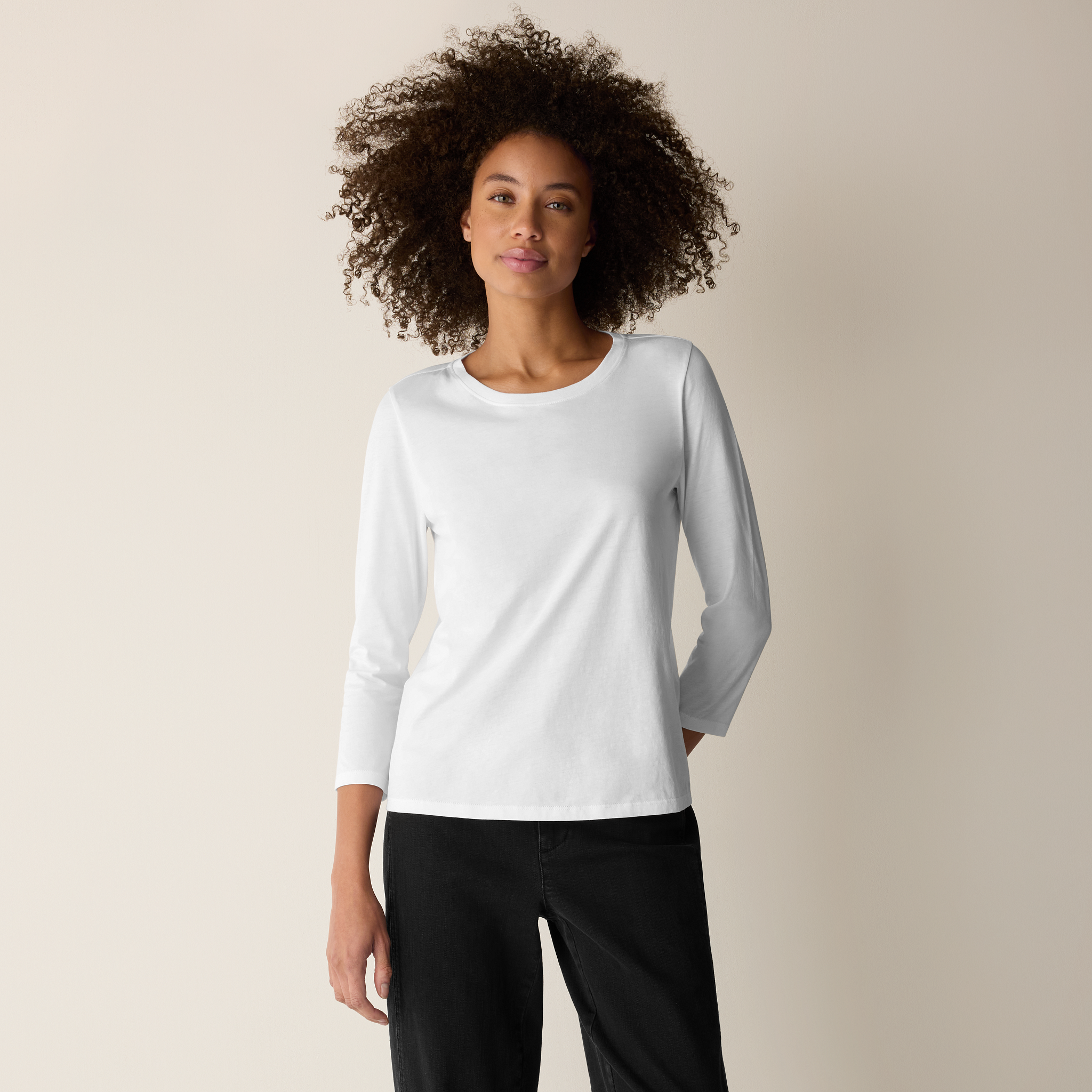 Organic Pima Cotton Jersey 3/4-Sleeve Tee