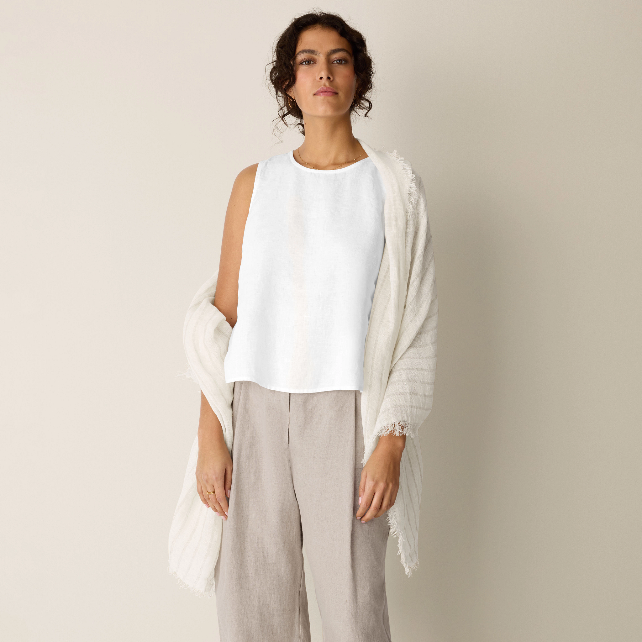 Striped Organic Linen Scarf from EILEEN FISHER - $148