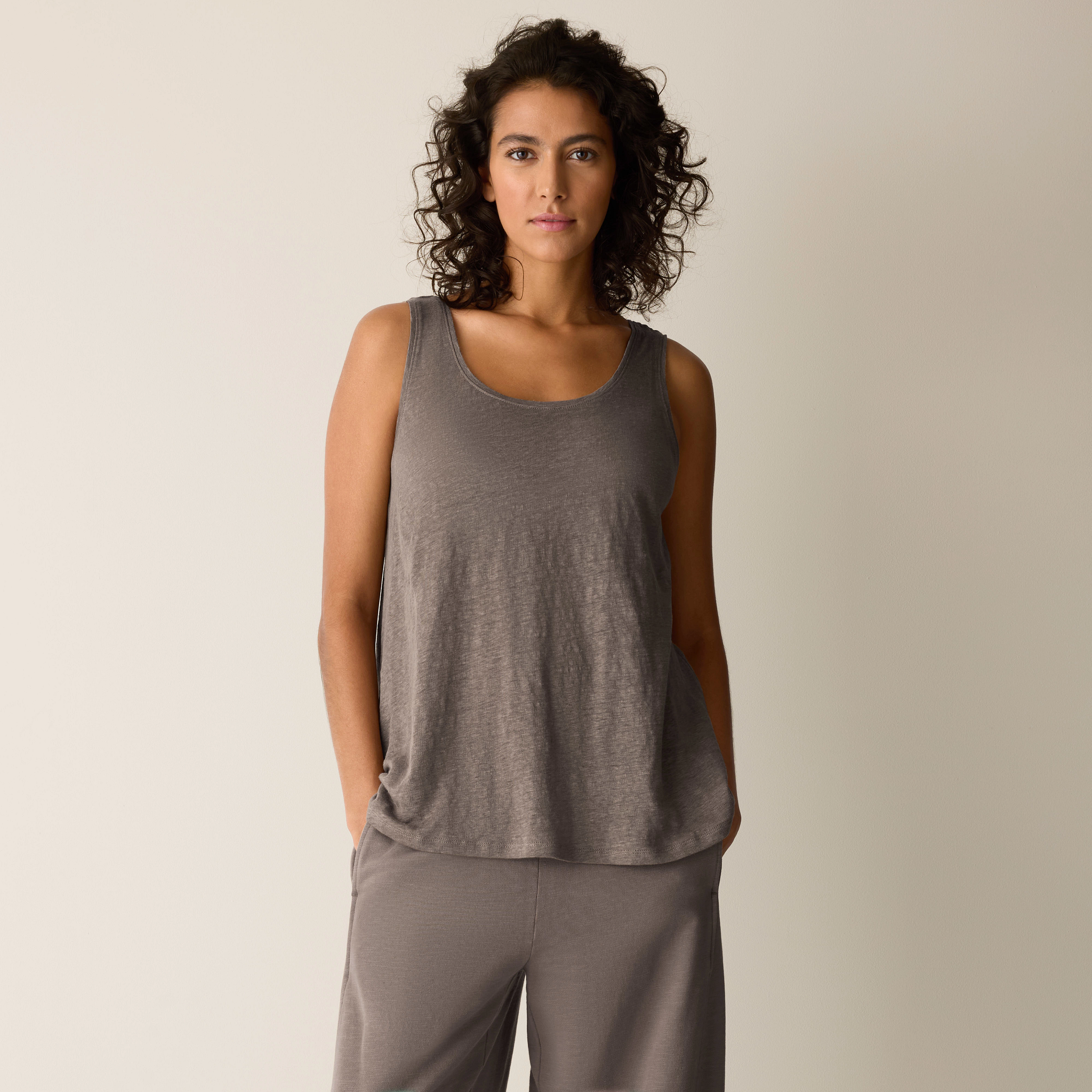 Organic Linen Jersey Scoop Neck Tank from EILEEN FISHER - $98