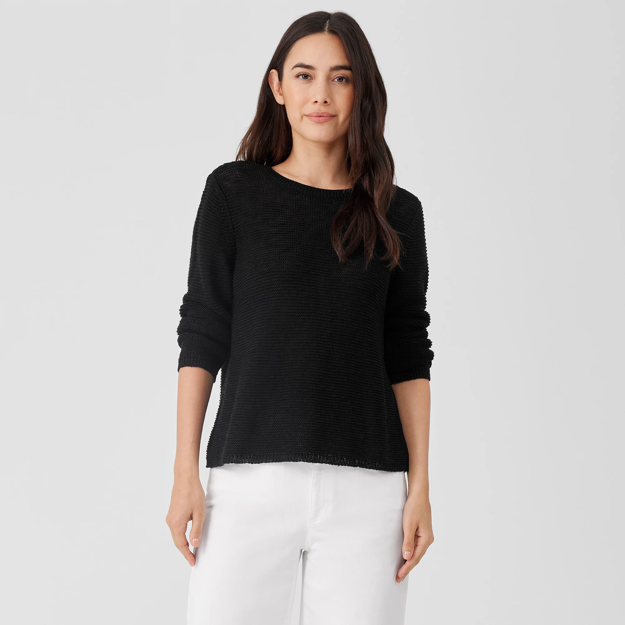 Organic Linen Cotton Crew Neck Top EILEEN FISHER