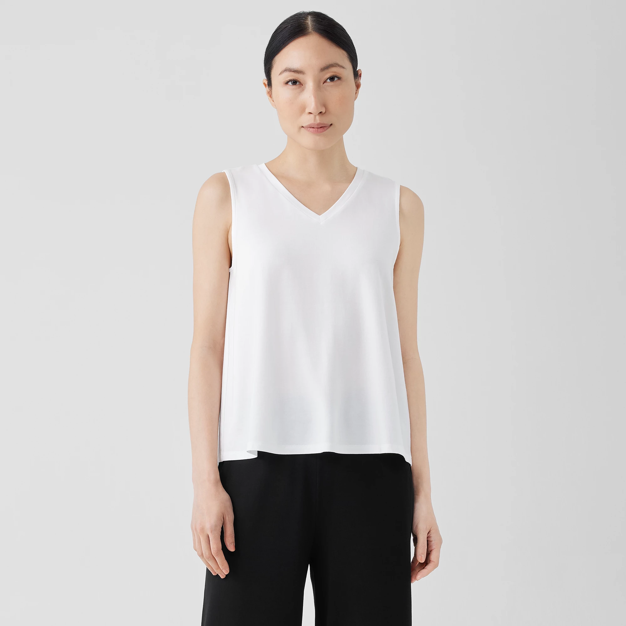 Stretch Jersey Knit VNeck Tank EILEEN FISHER