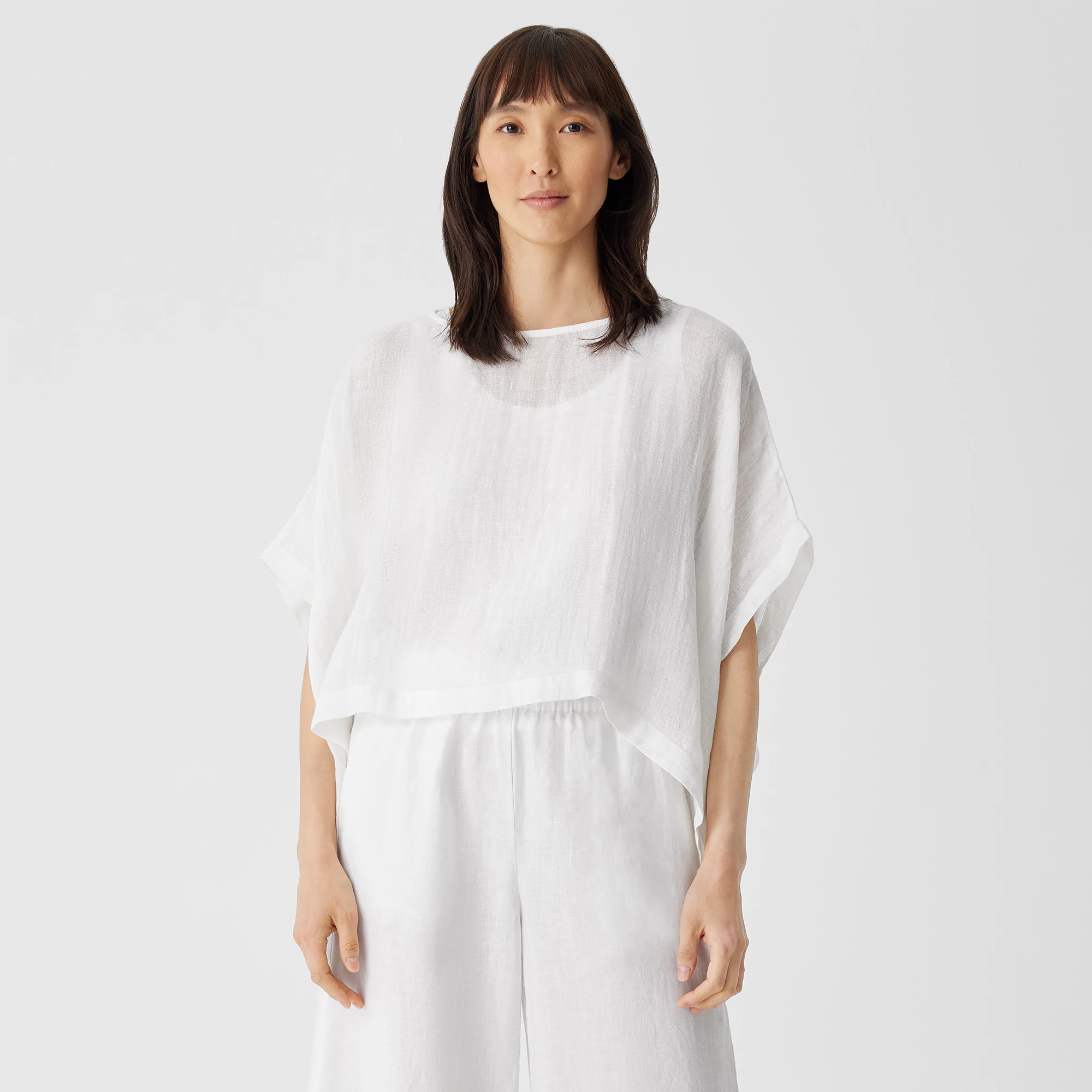 Linen Gauze Poncho EILEEN FISHER