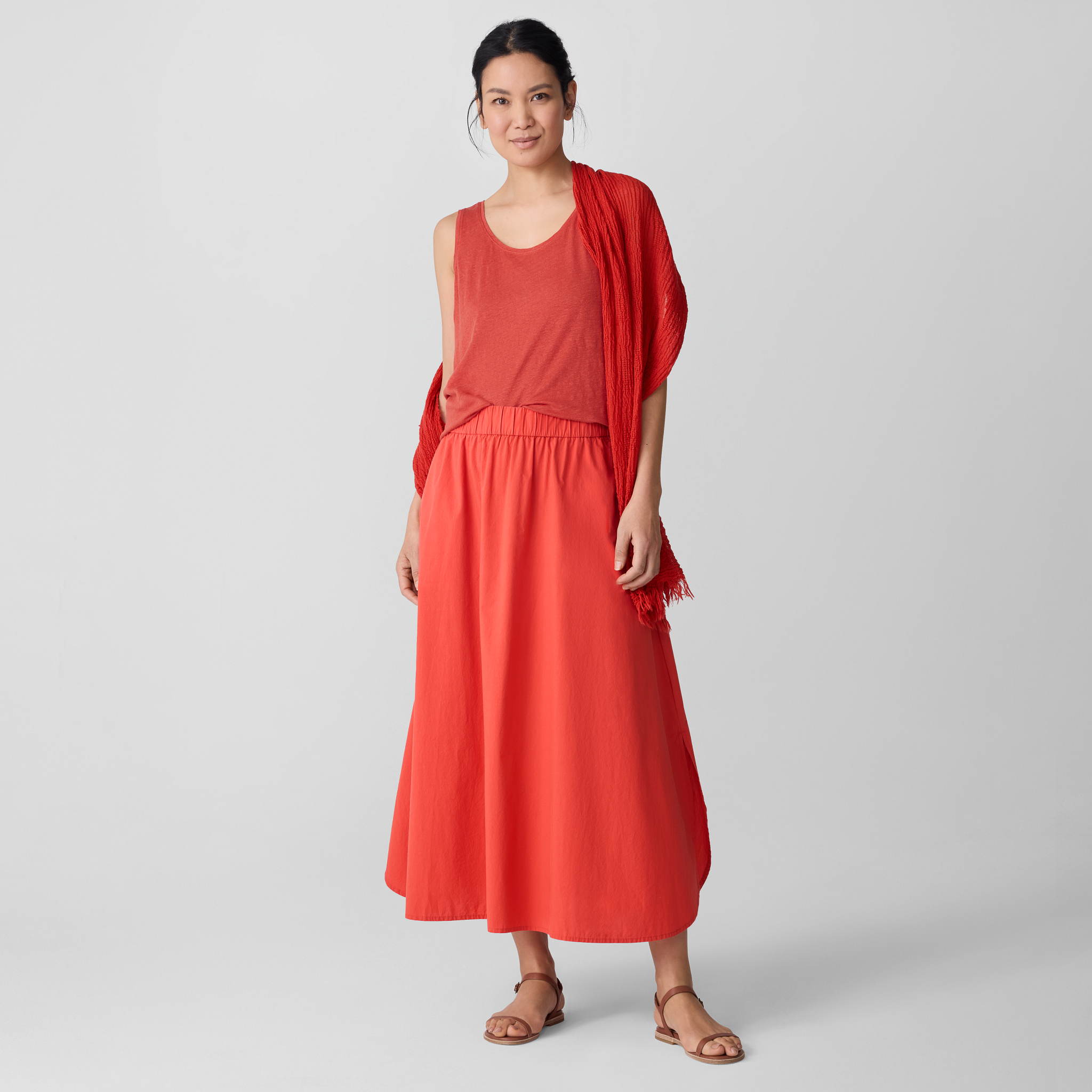Washed Organic Cotton Poplin A-Line Skirt