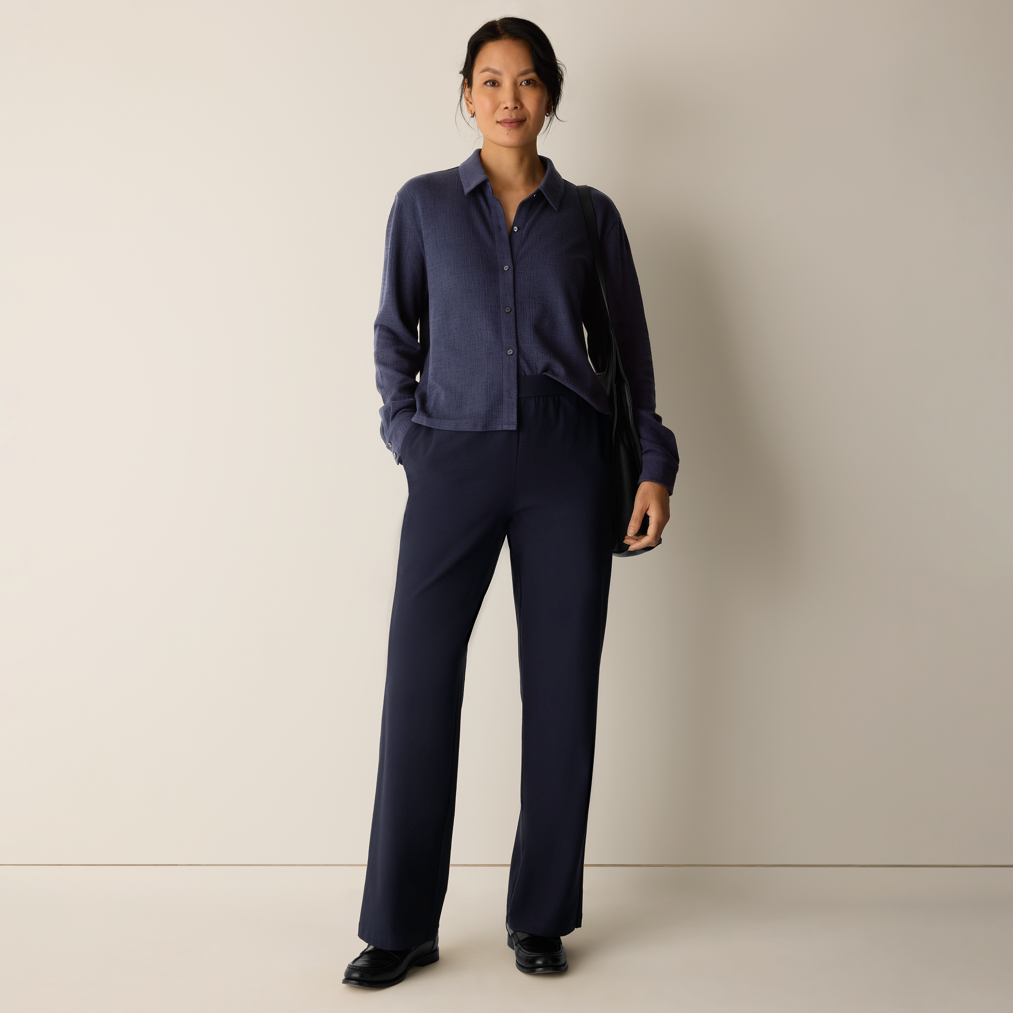 Washable Stretch Crepe Straight Pant