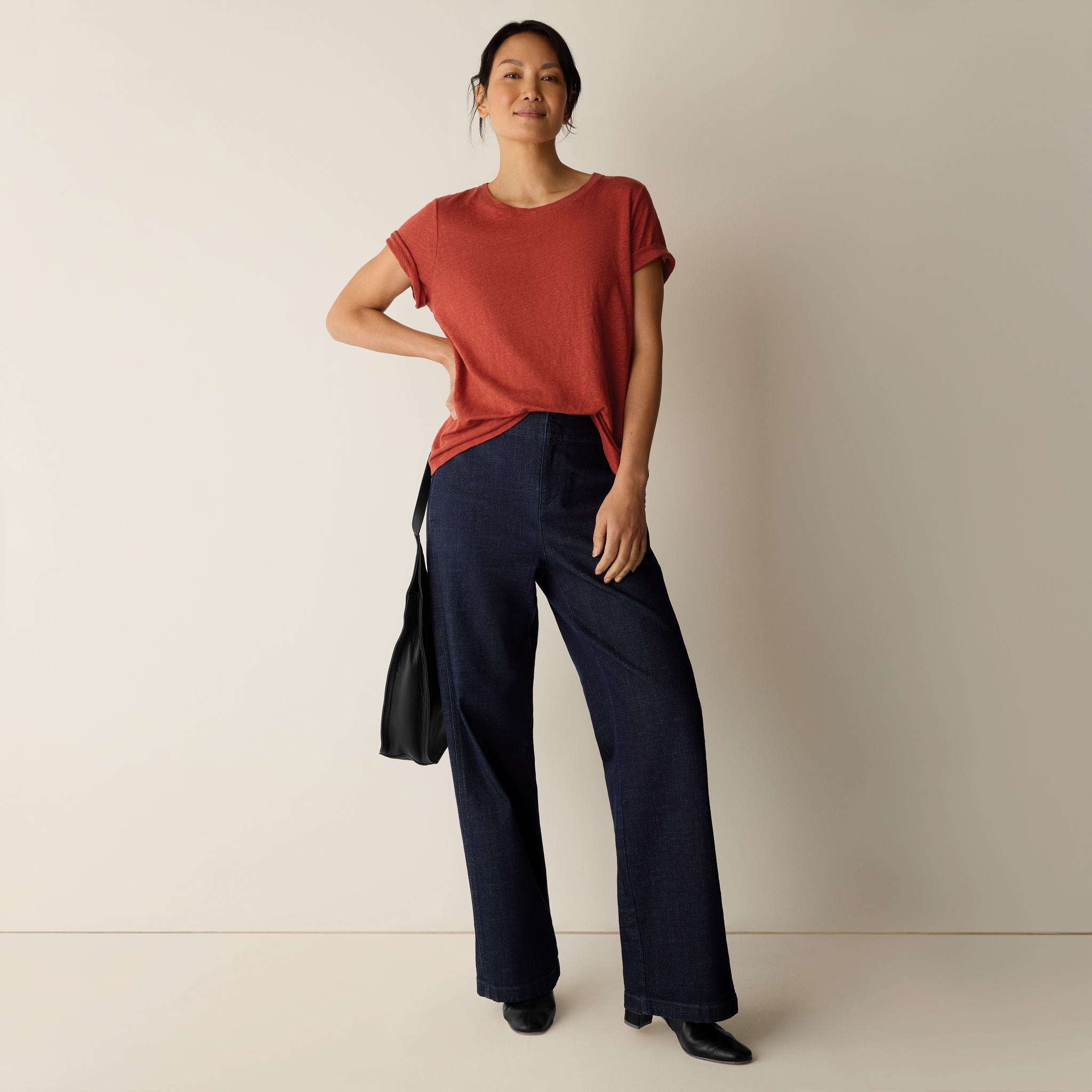 Organic Linen Jersey Crew Neck Tee from EILEEN FISHER - $128