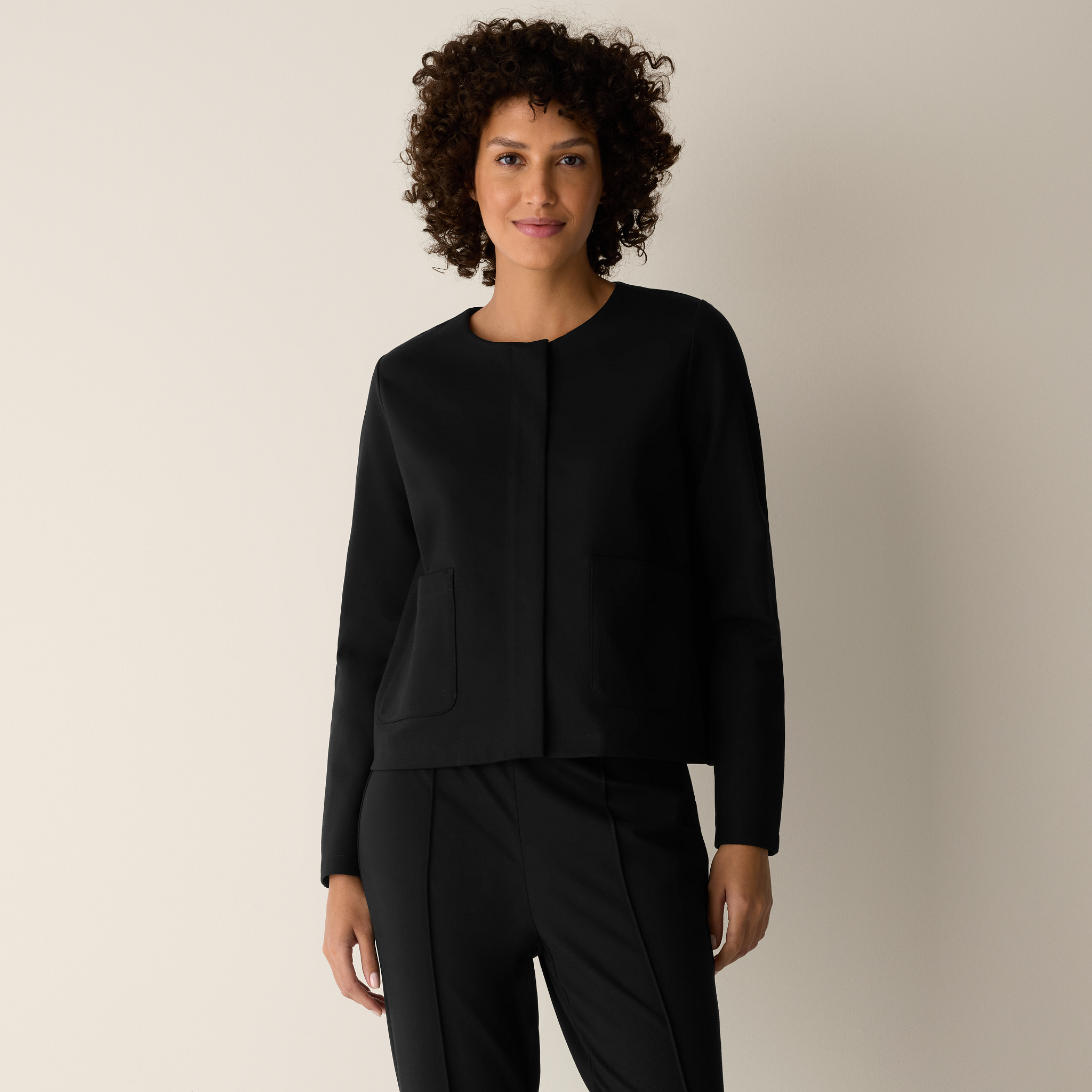 Washable Flex Ponte Round Neck Jacket from EILEEN FISHER - $298