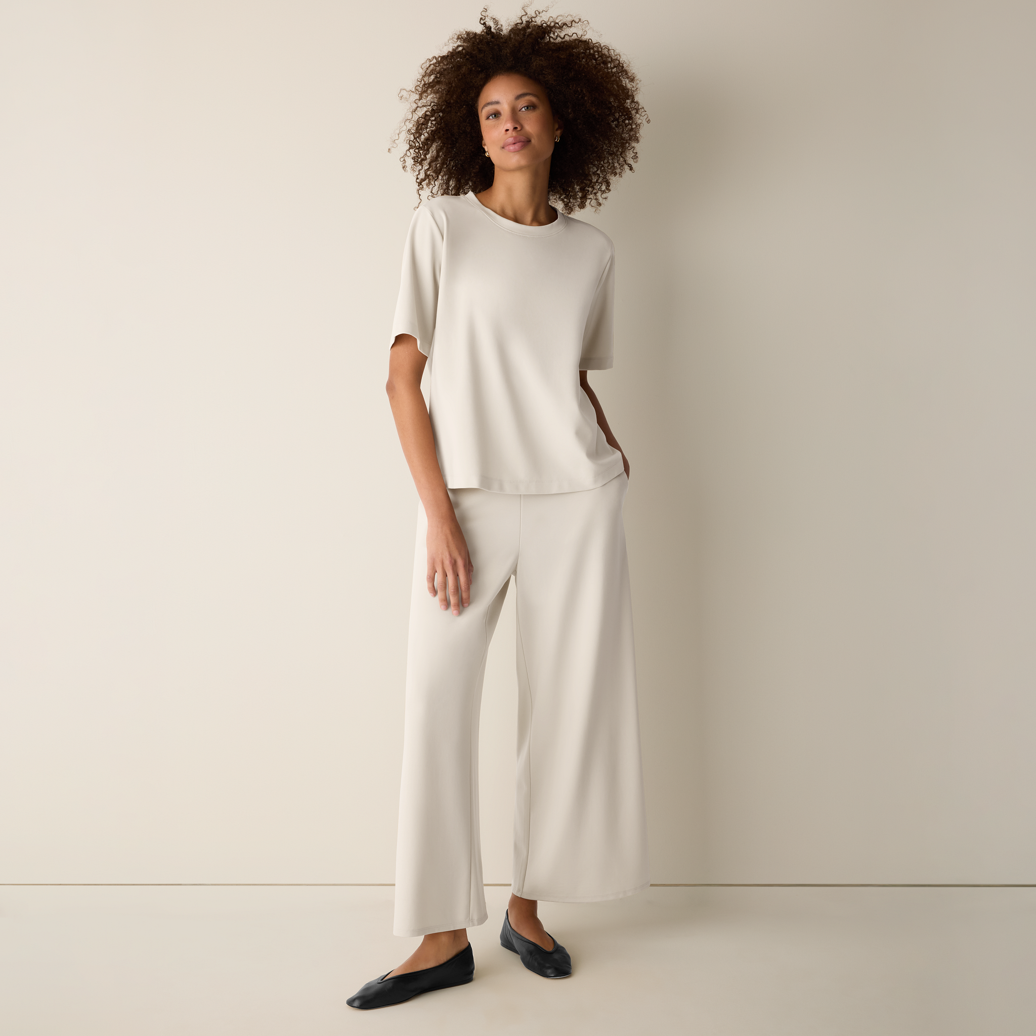 (取寄) アイリーン フィッシャー レディース ライトウェイト ポンテ プリーツ フロント パンツ Eileen Fisher women Lightweight Ponte Pleat Front Pant Chalk Lightweight Ponte Wide-Leg Pant | EILEEN FISHER