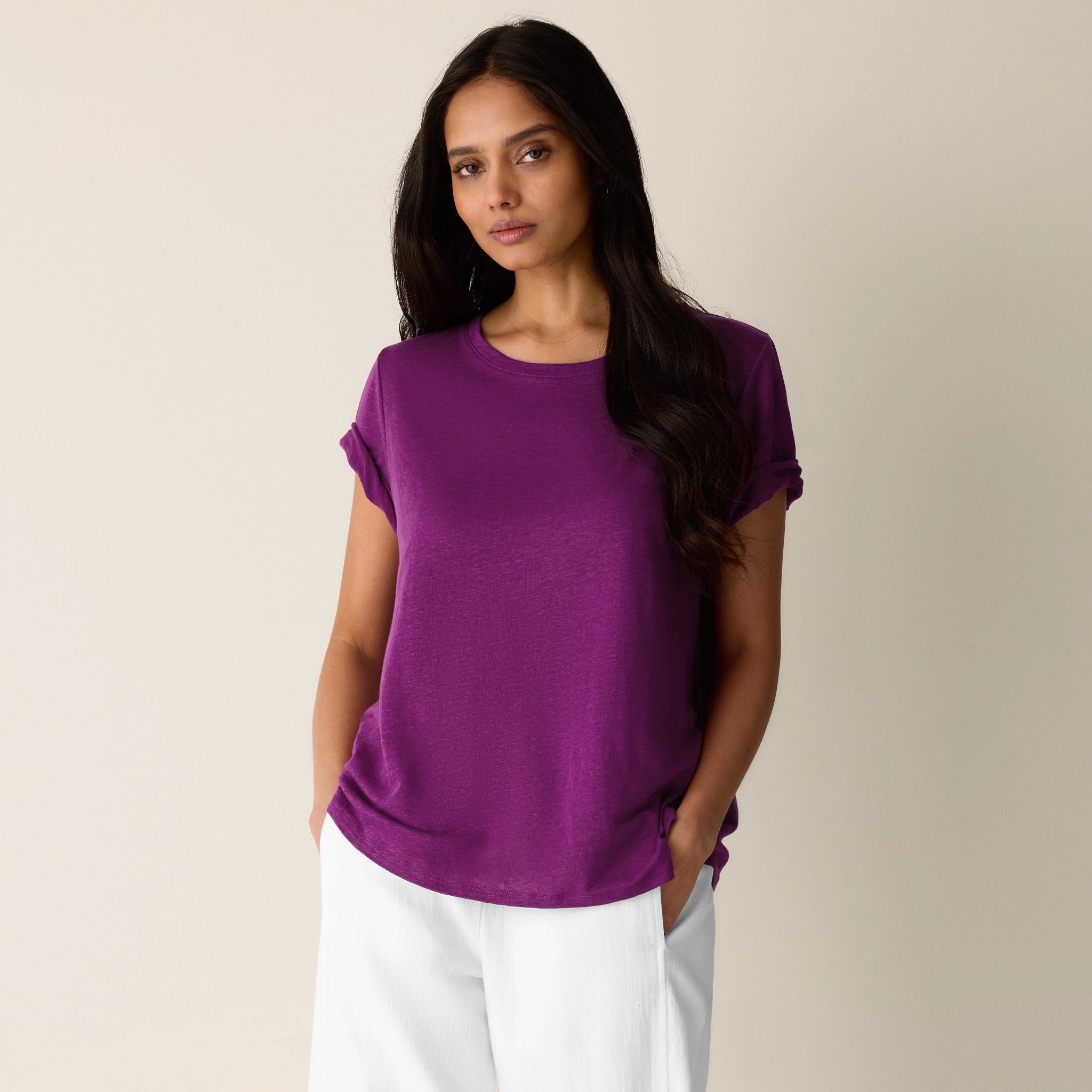 Organic Linen Jersey Crew Neck Tee from EILEEN FISHER - $128
