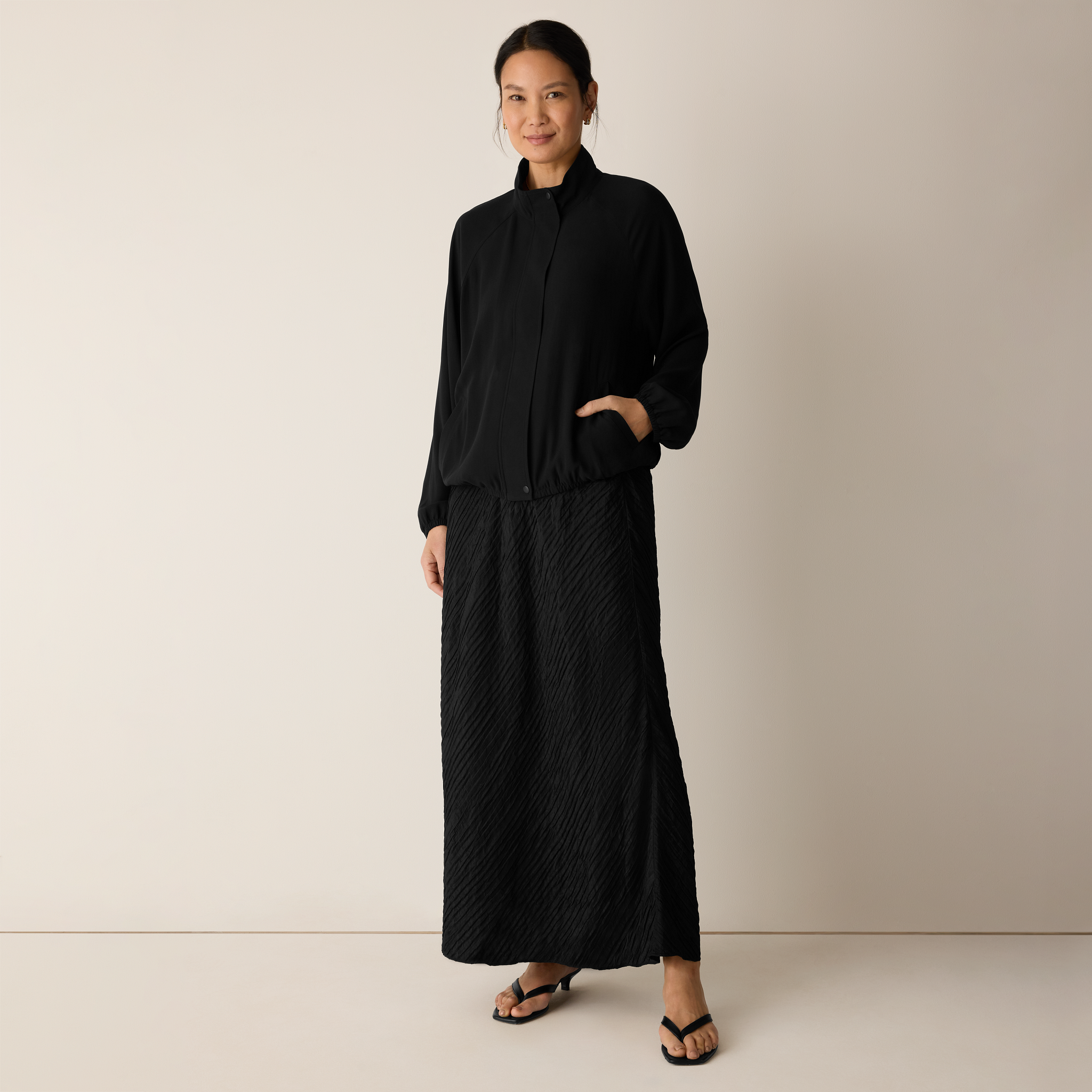 Textured Silk Jacquard Bias Skirt