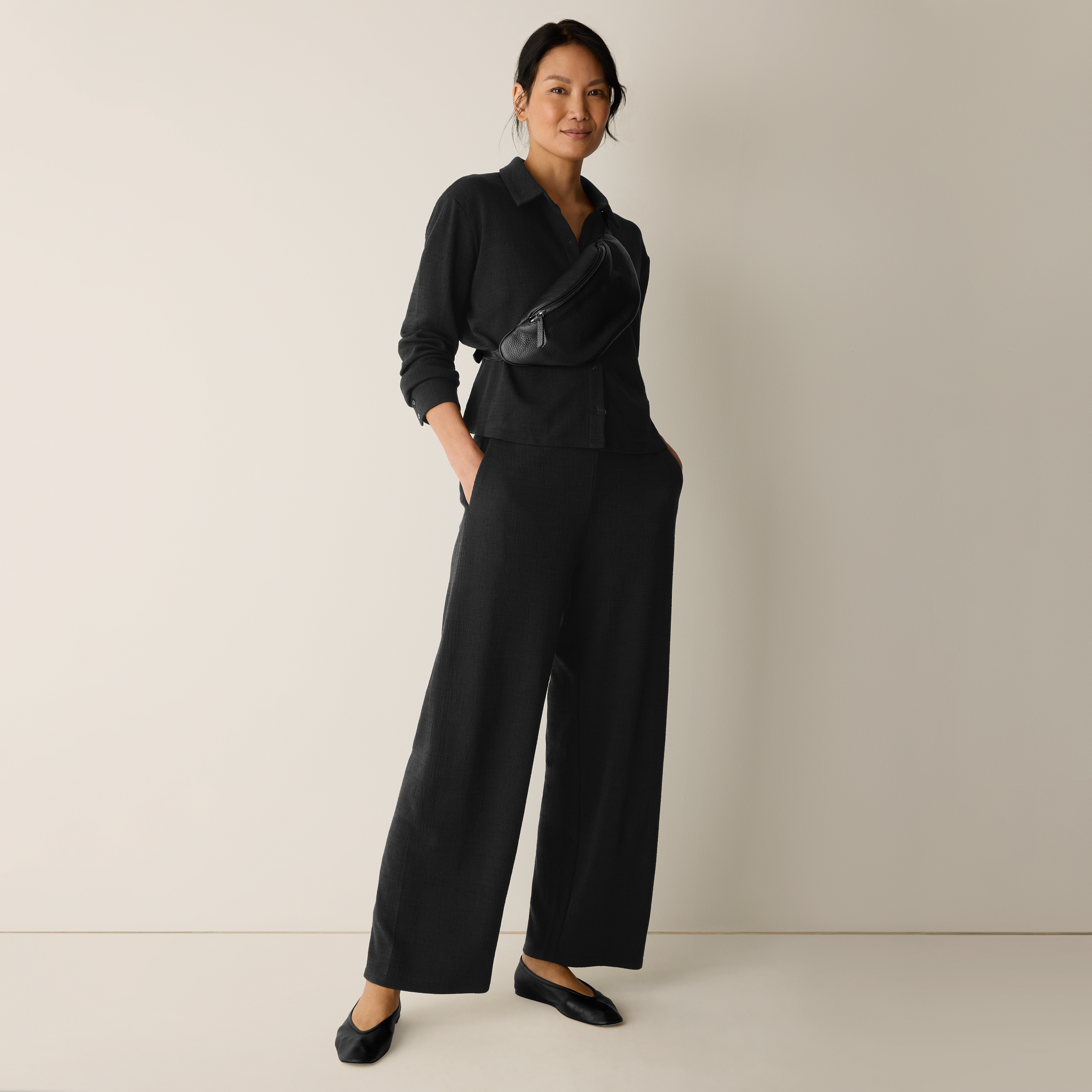 Cross Hatch Stretch Jersey Straight Pant from EILEEN FISHER - $168