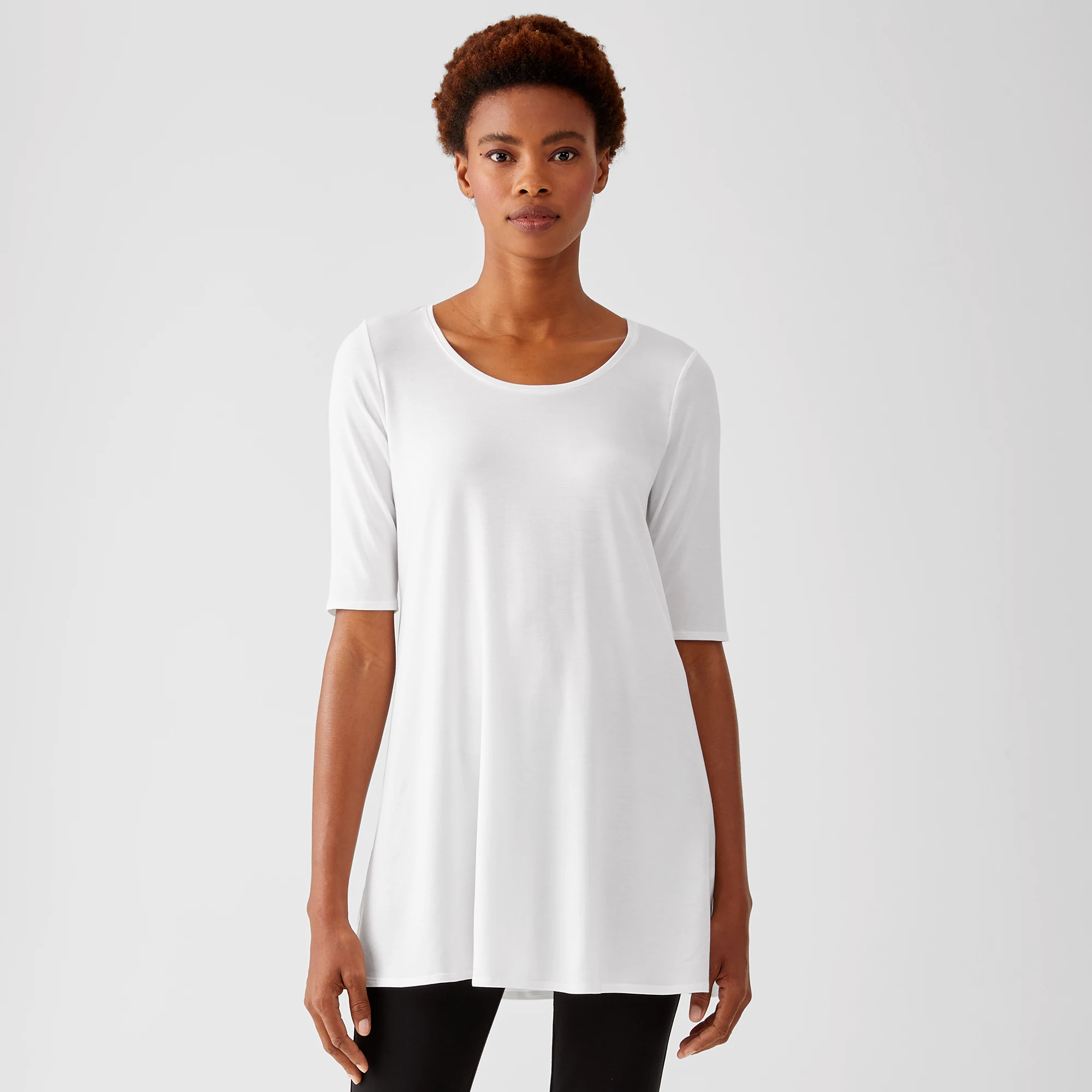 Fine Jersey Scoop Neck Tunic | EILEEN FISHER