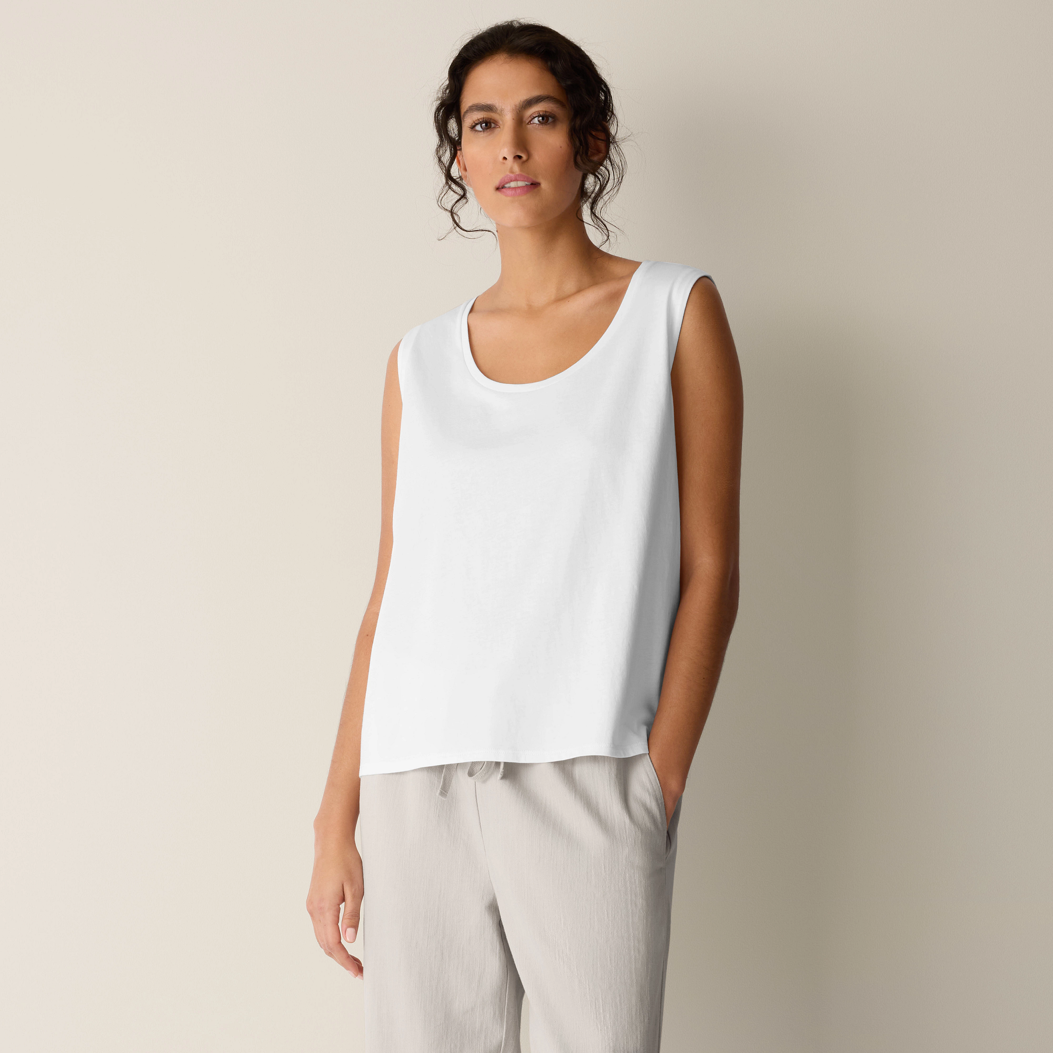 Organic Pima Cotton Jersey Scoop Neck Tank from EILEEN FISHER - $88