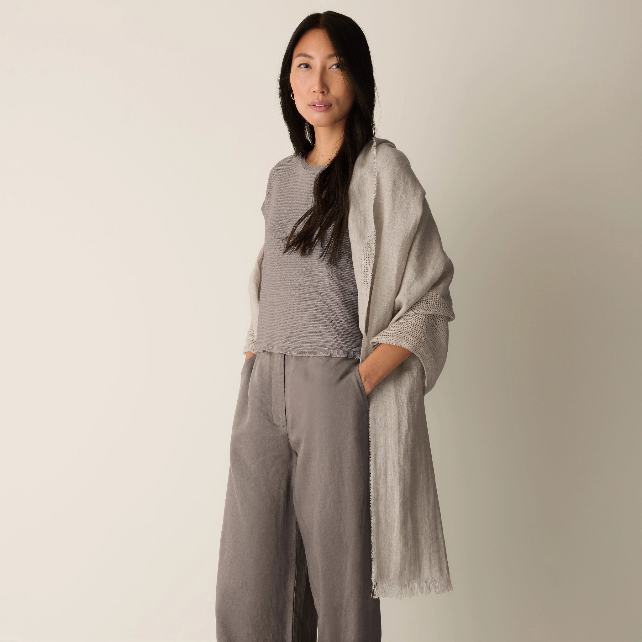 Organic Linen Circles Scarf from EILEEN FISHER - $168