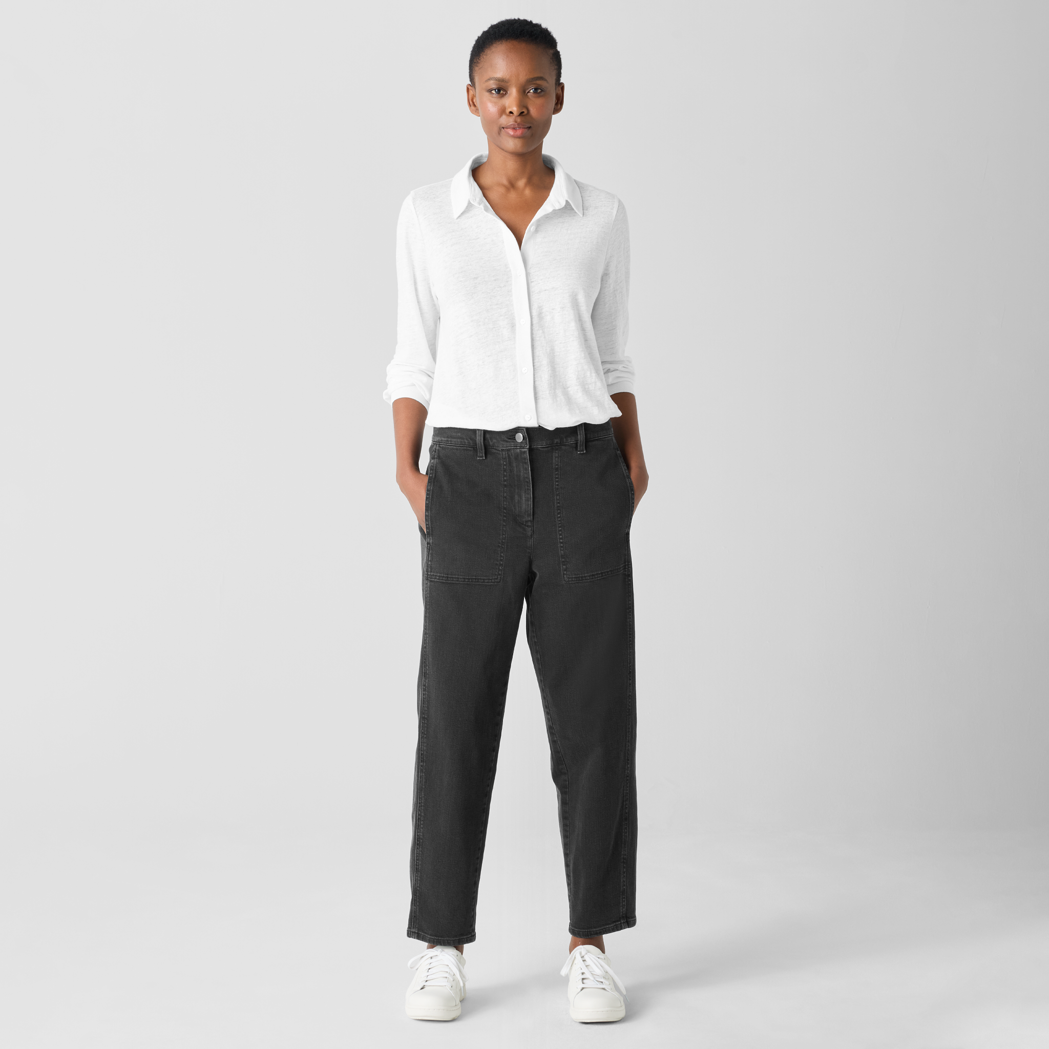 Cotton Stretch Denim Lantern Jean