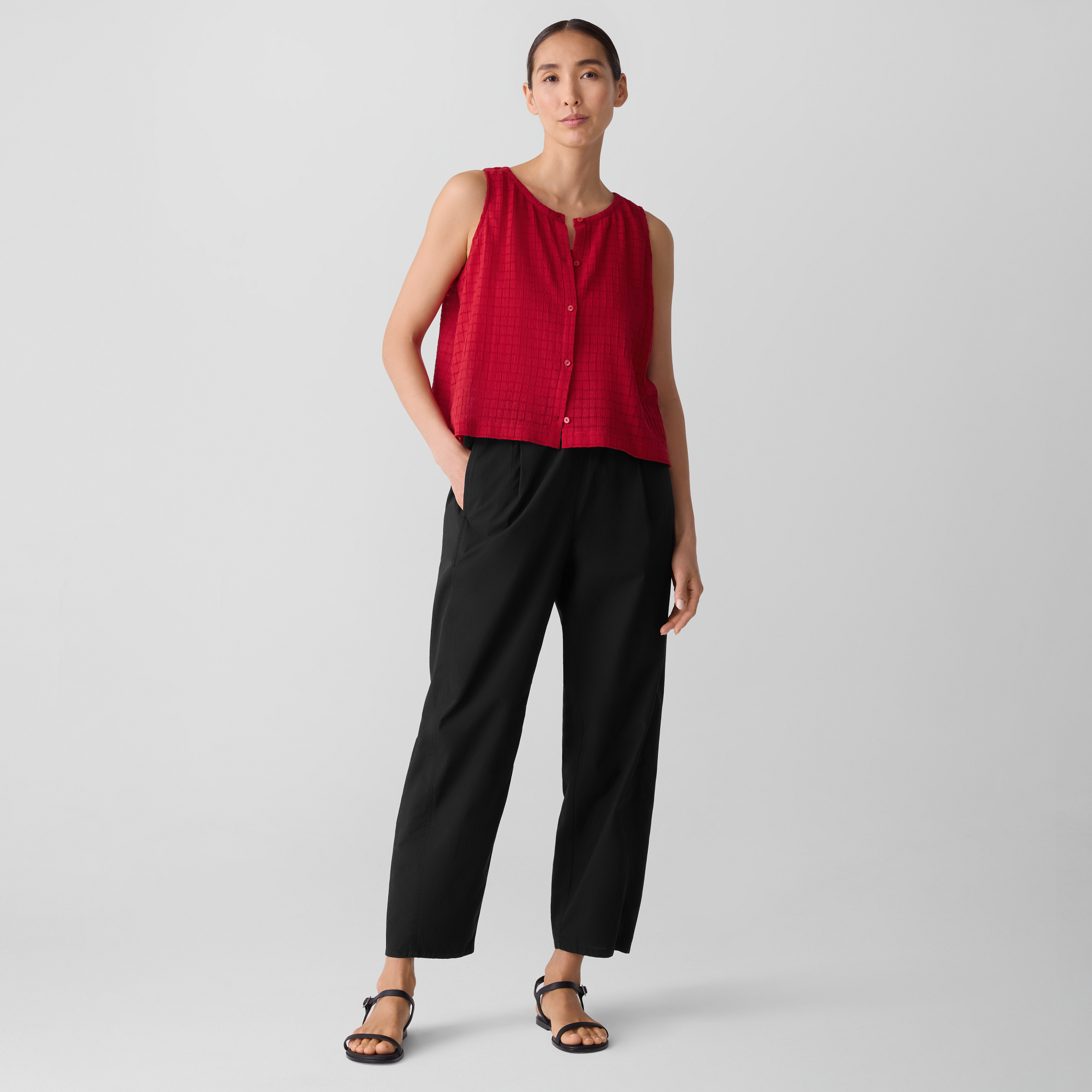 Organic Cotton Voile Box Vest | EILEEN FISHER