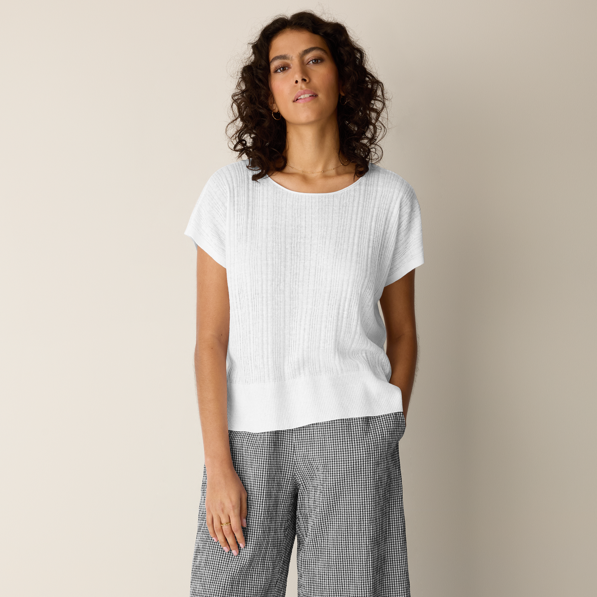 Organic Linen Cotton Crew Neck Top from EILEEN FISHER - $188