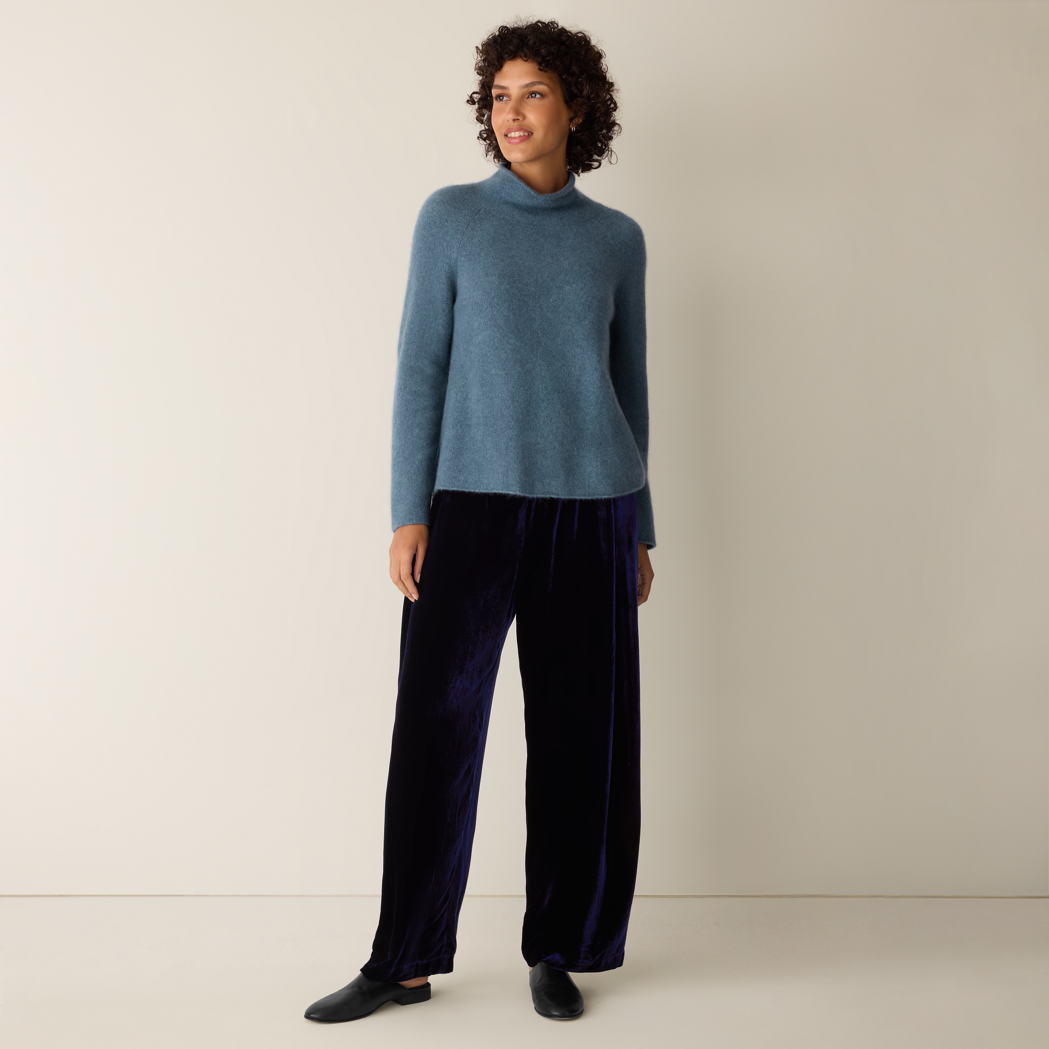 Cashmere Silk Boucle Bliss Turtleneck Top | EILEEN FISHER