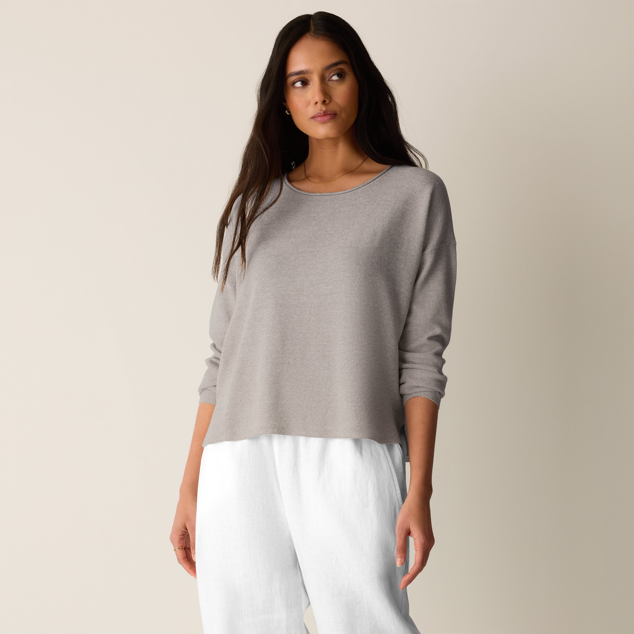 Organic Linen Cotton Jewel Neck Box-Top from EILEEN FISHER - $228