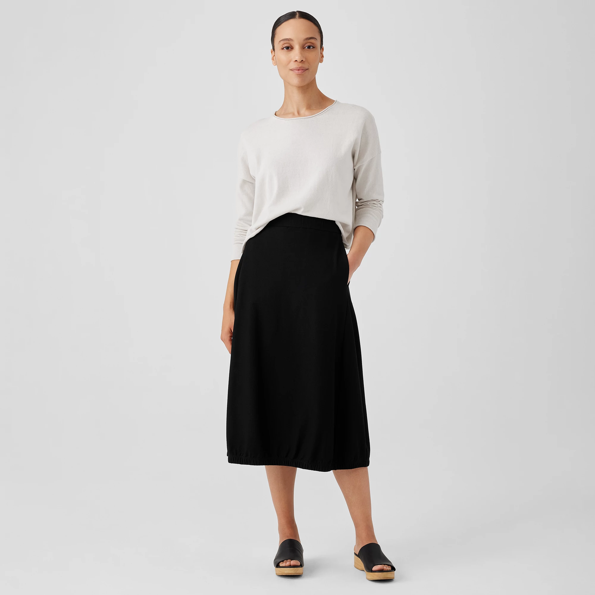 Washable Stretch Crepe Lantern Skirt | EILEEN FISHER