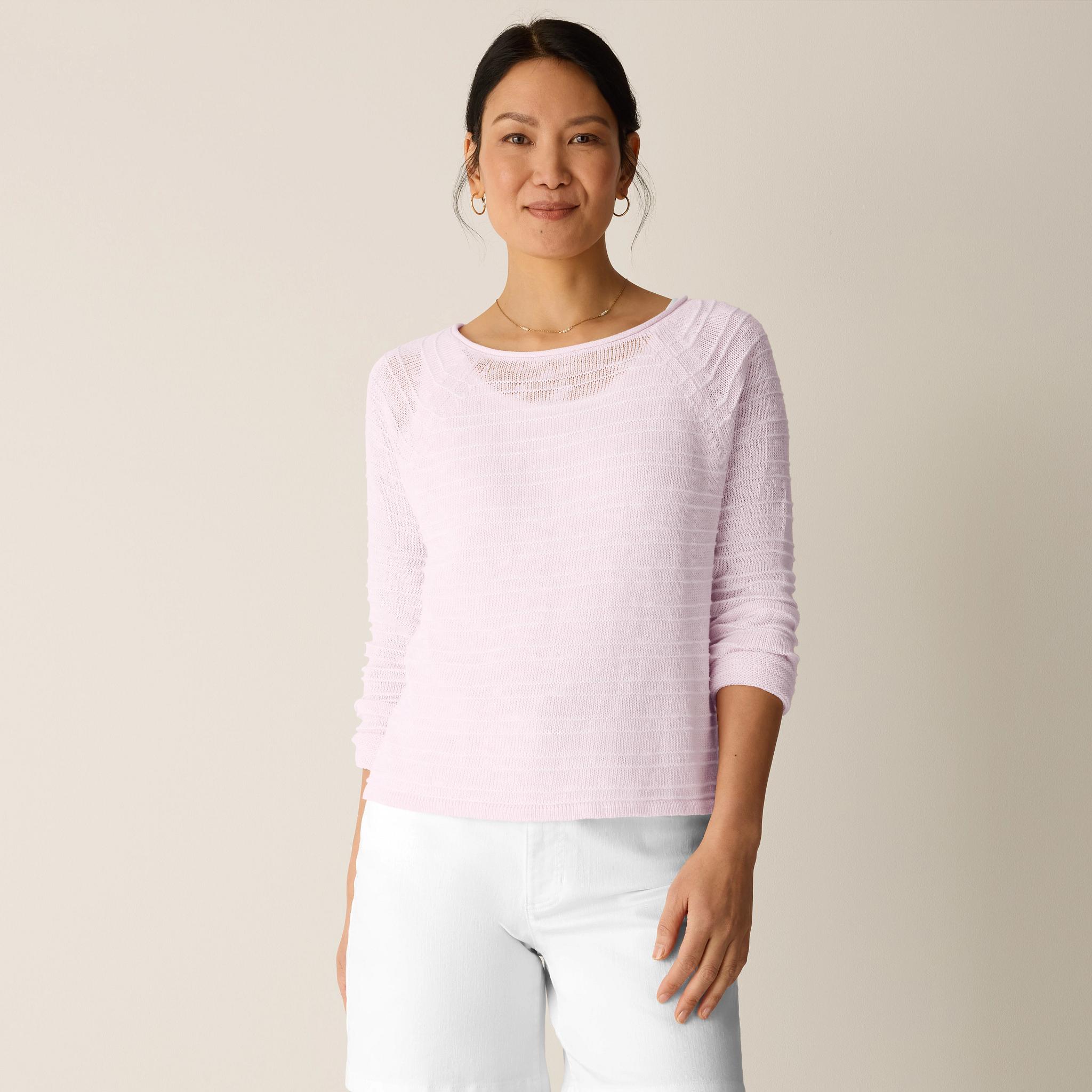 Organic Linen Cotton Slub Bateau Neck Top from EILEEN FISHER - $228