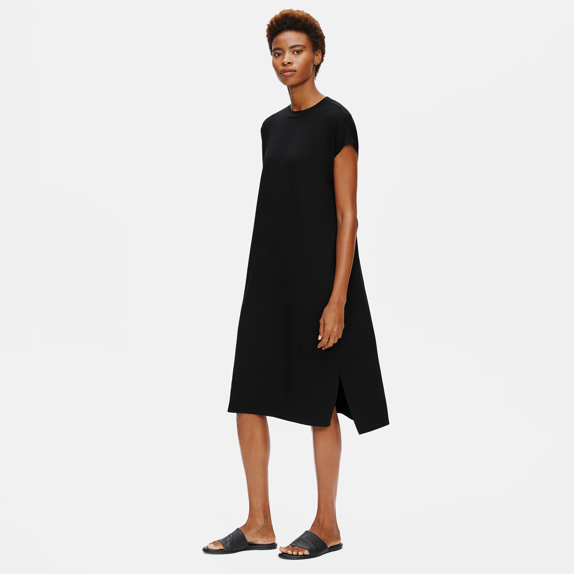 eileen fisher viscose jersey crew neck dress Viscose Jersey Crew Neck Dress