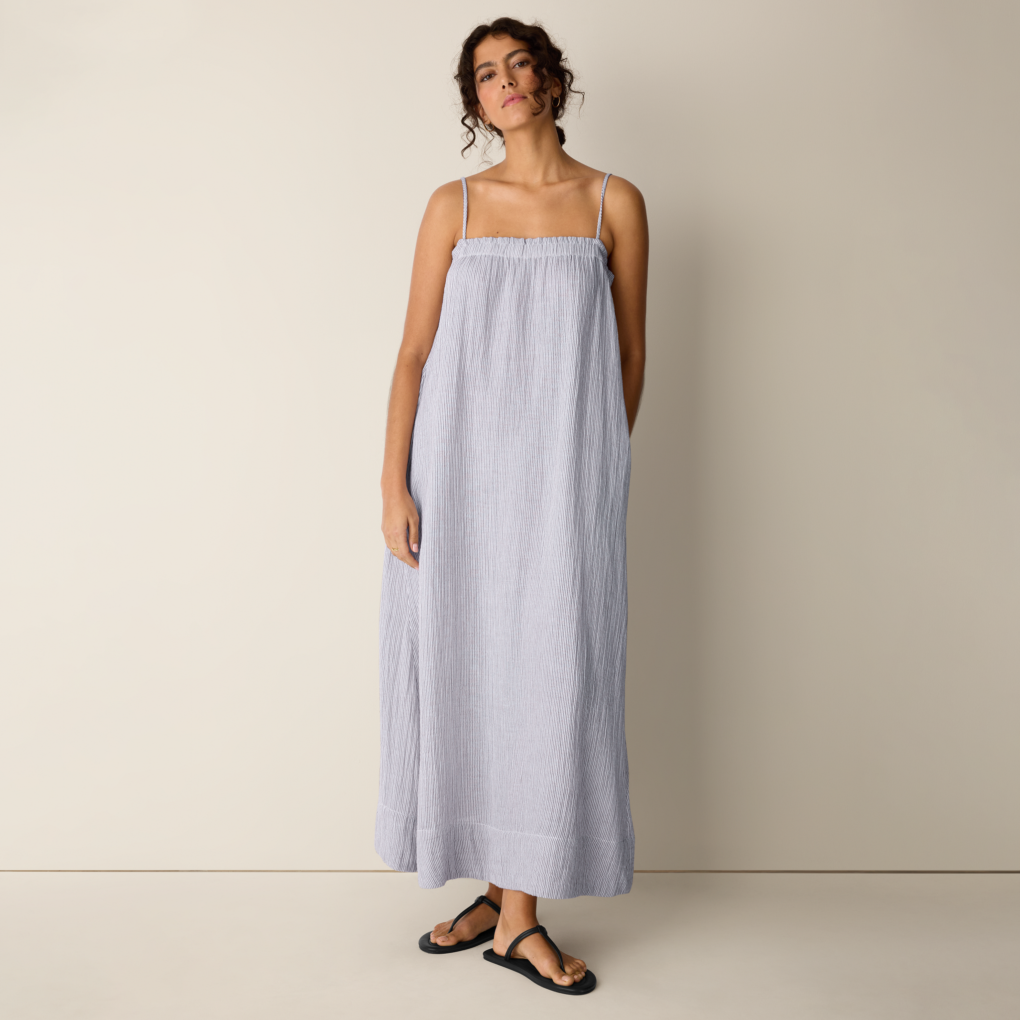 Striped Organic Cotton Gauze Cami Dress from EILEEN FISHER - $188