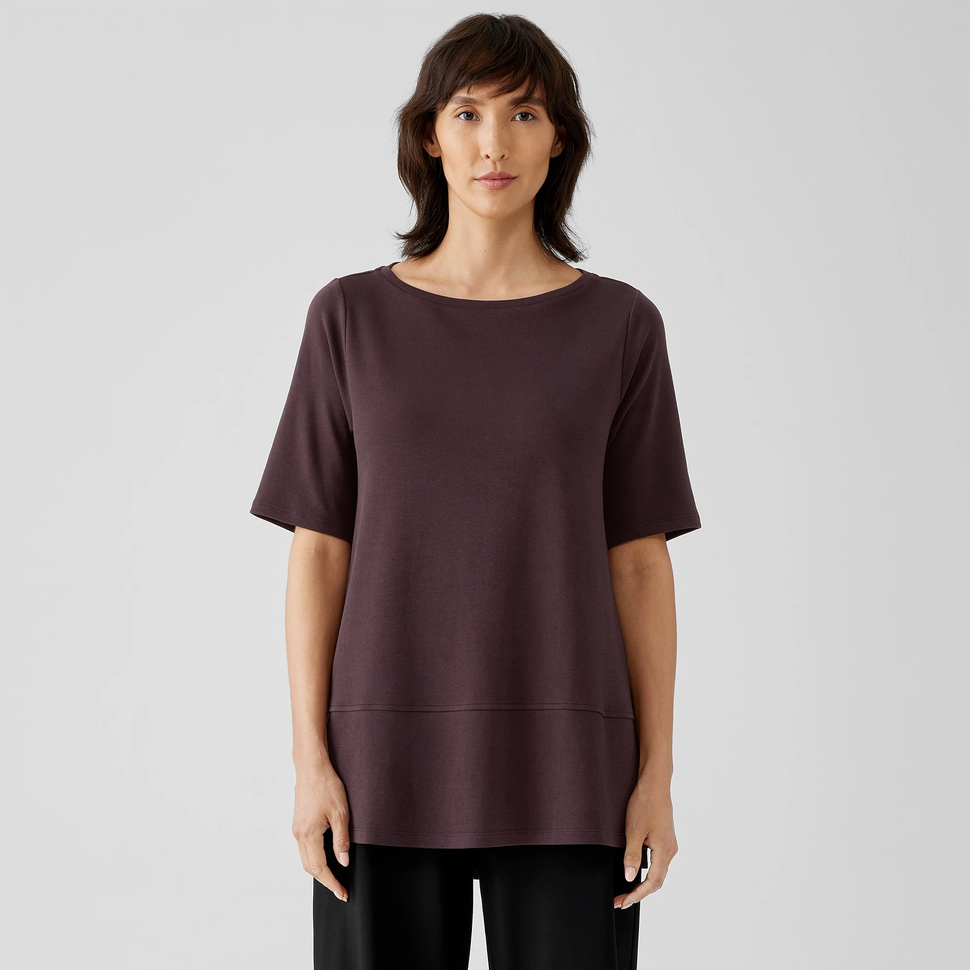 Organic Cotton Interlock Boatneck Top | EILEEN FISHER
