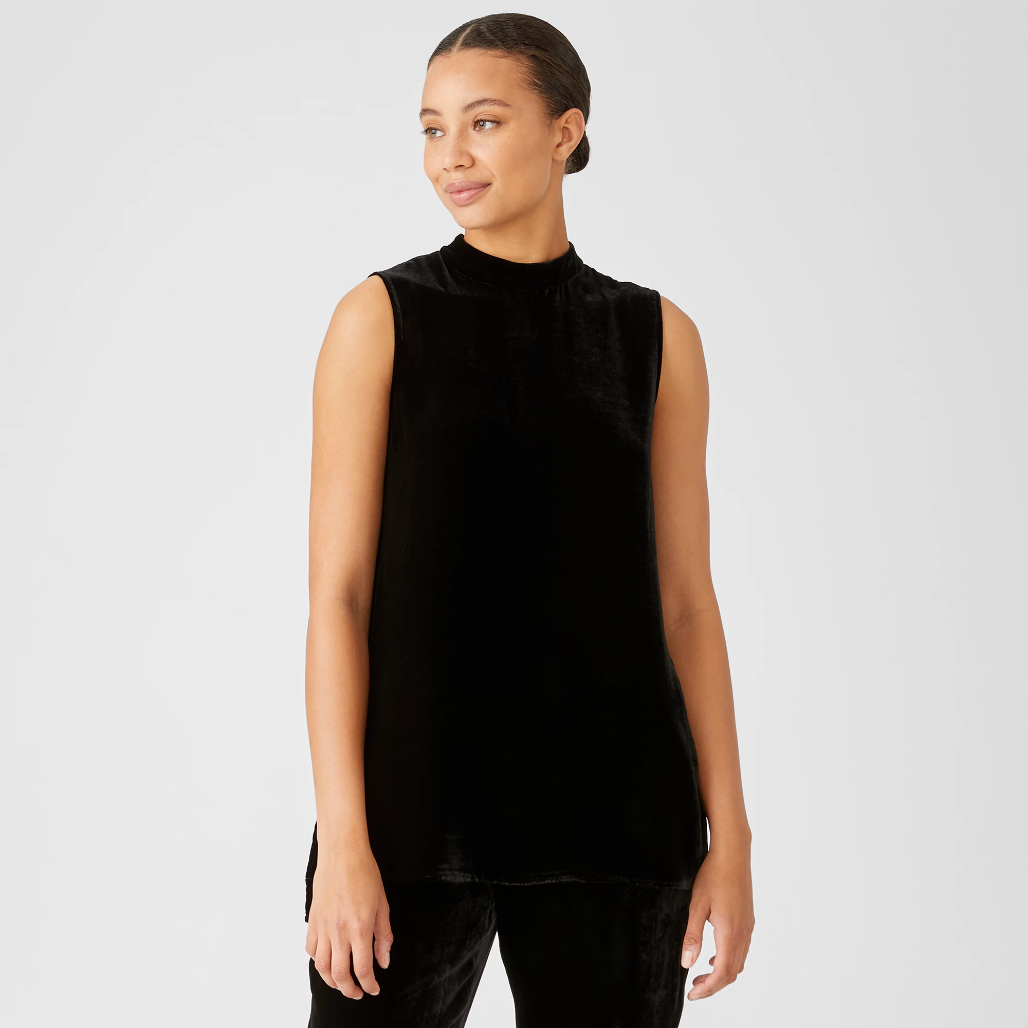 Red Shimmer Chic Mock Neck Tank