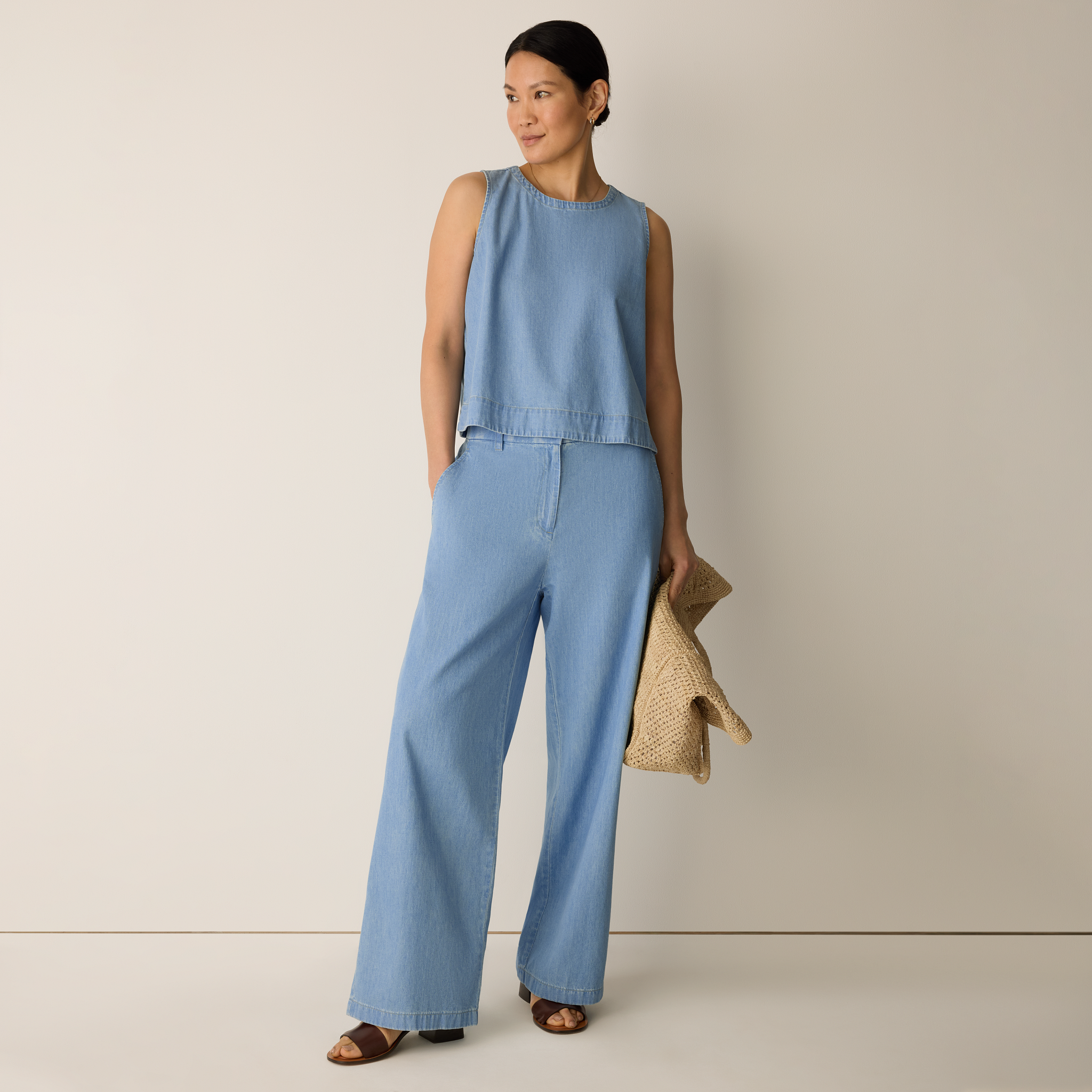 Lightweight Organic Cotton Denim Full-Length Trouser from EILEEN FISHER - $188