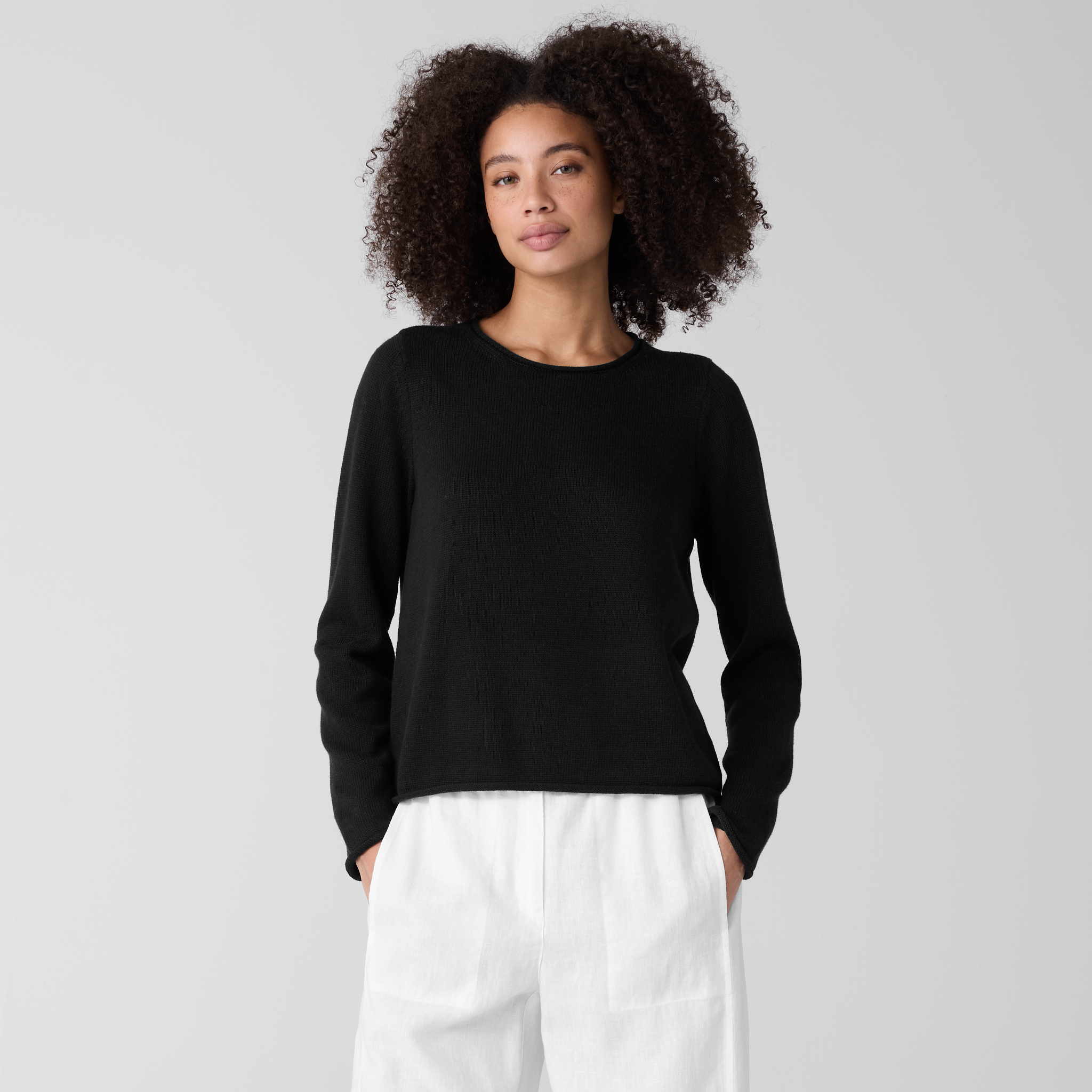 Peruvian Cotton Blend Jewel Neck Top from EILEEN FISHER - $135.20