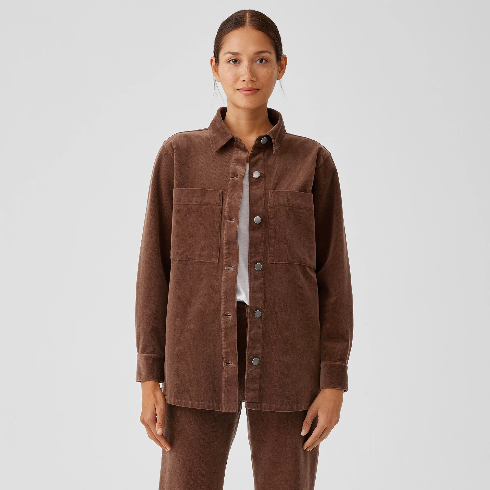 Organic Cotton Stretch Corduroy Shirt Jacket | EILEEN FISHER