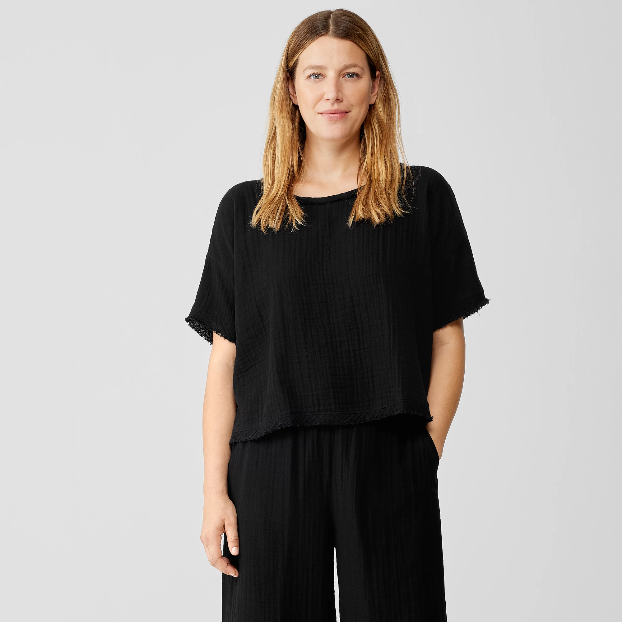 Organic Cotton Gauze Box-Top | EILEEN FISHER