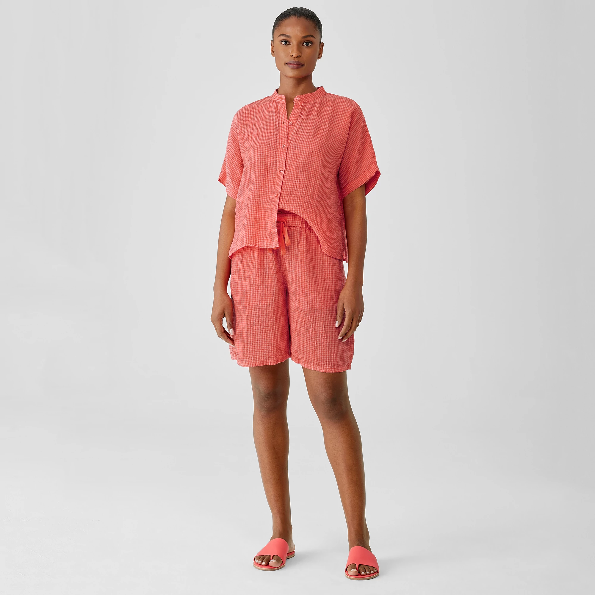 Puckered Organic Linen Shorts | EILEEN FISHER