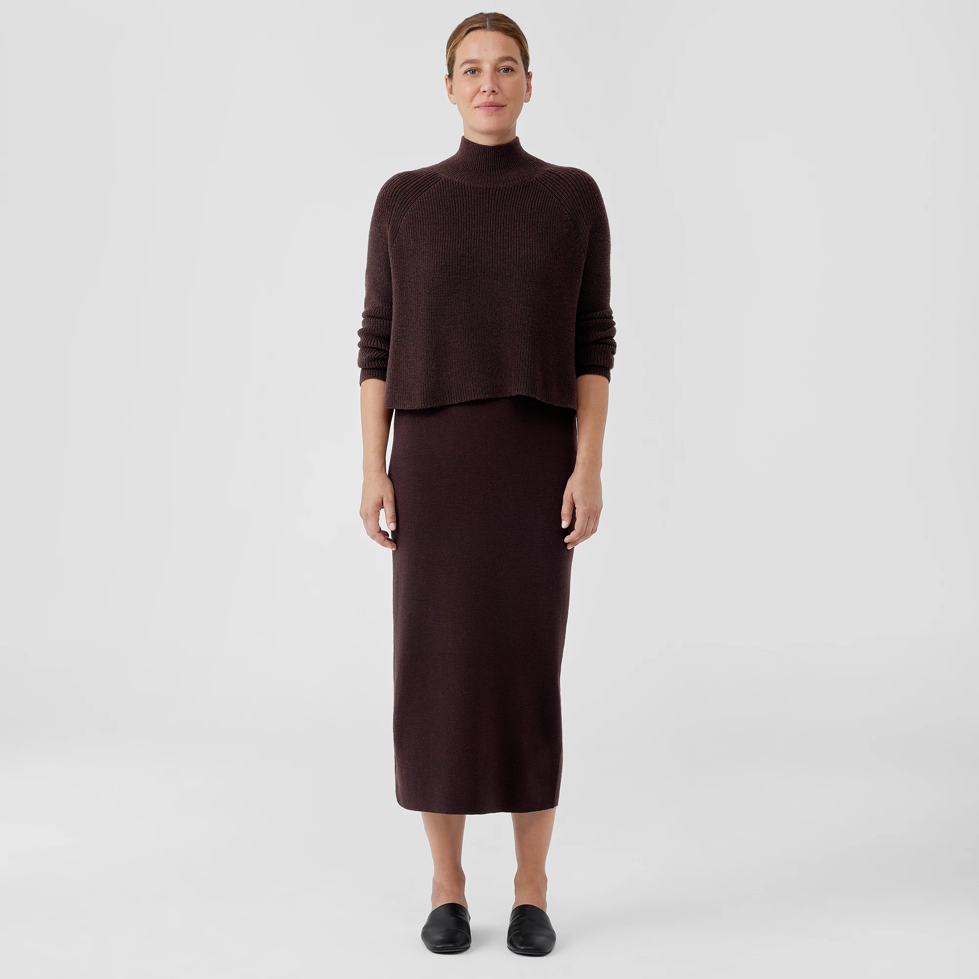 Midi Pencil Skirt in Wool Tweed  Royal Jelly Harlem