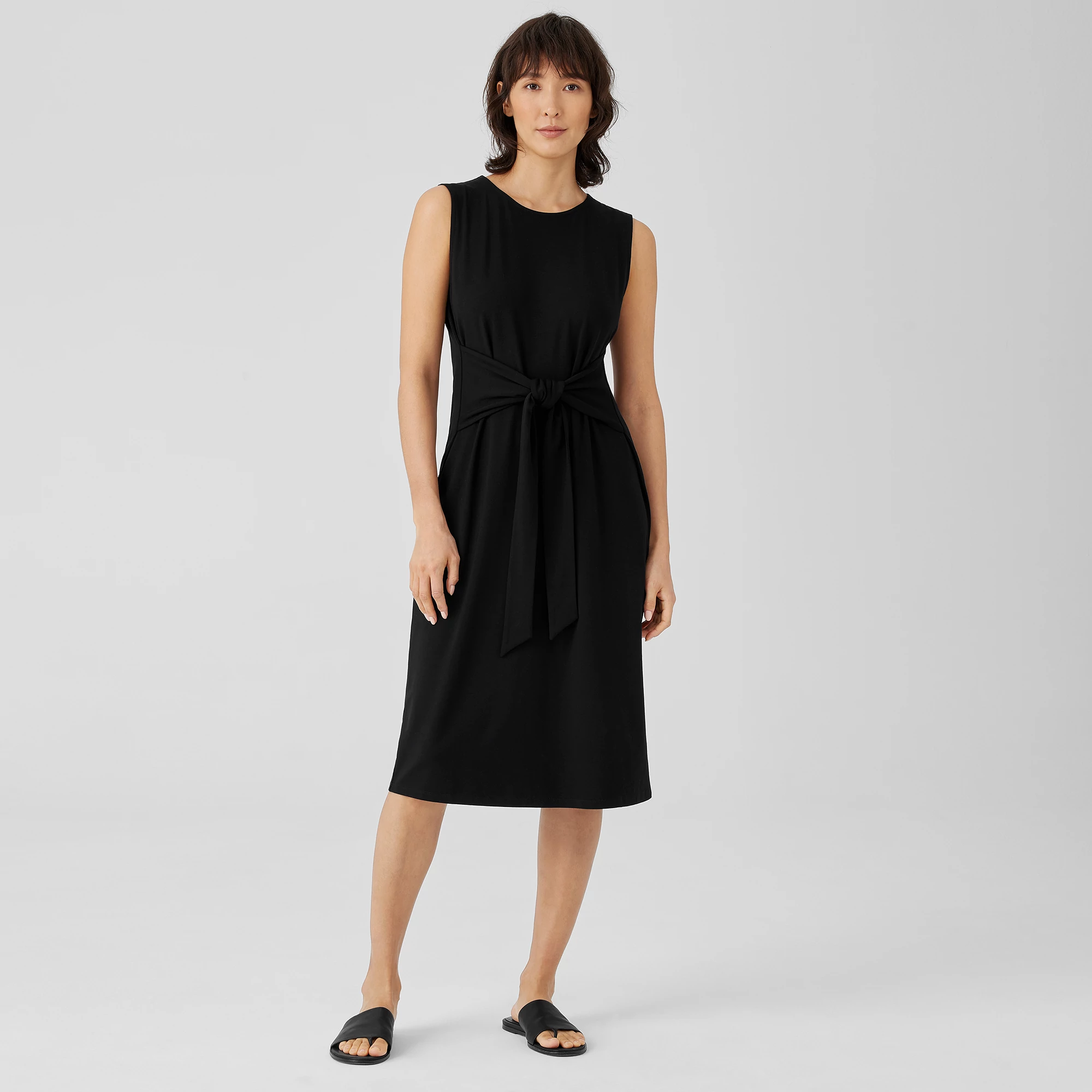 Stretch Jersey Knit Tie-Front Dress | EILEEN FISHER