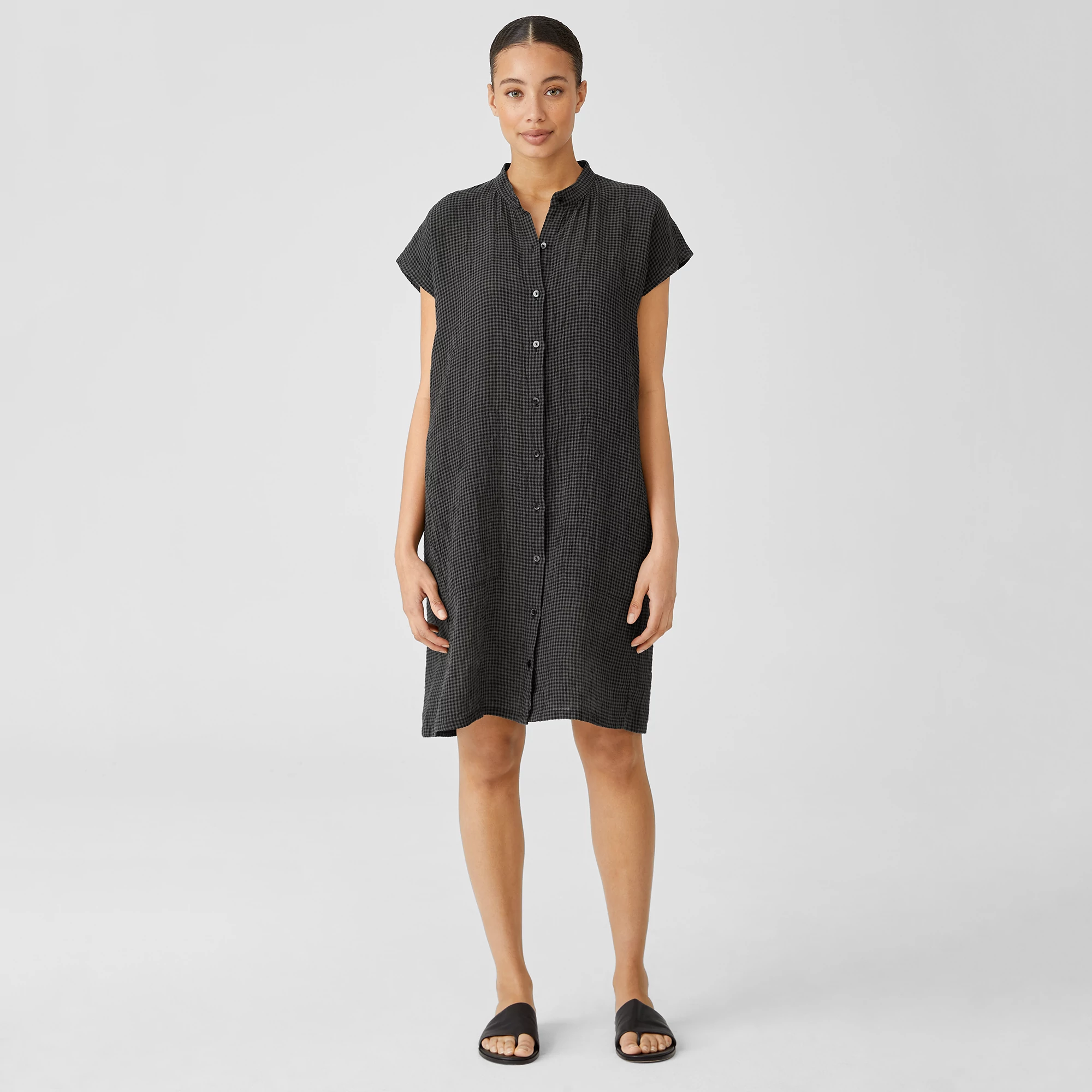 Puckered Organic Linen Shirtdress | EILEEN FISHER