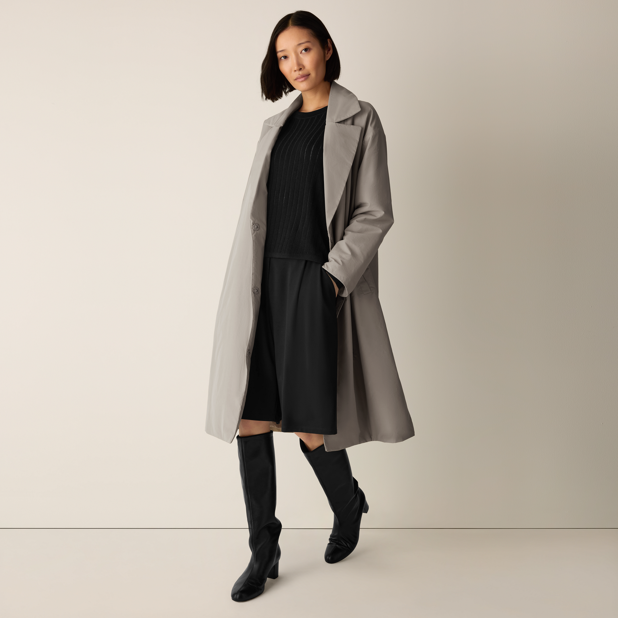 Light Cotton Nylon Padded Trench Coat | EILEEN FISHER