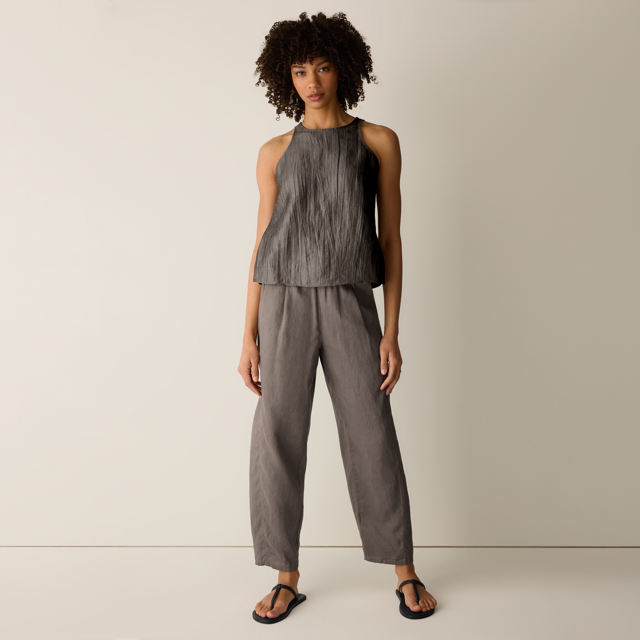 Organic Linen Pleated Lantern Pant from EILEEN FISHER - $178