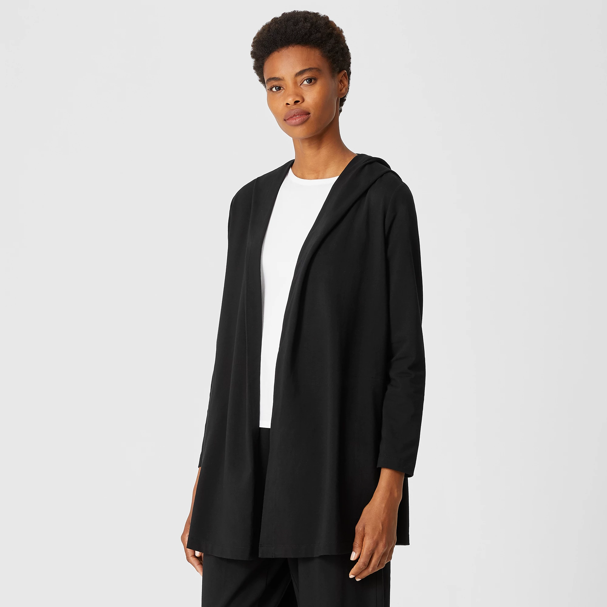 Traceable Organic Cotton Jersey Hooded Jacket EILEEN FISHER
